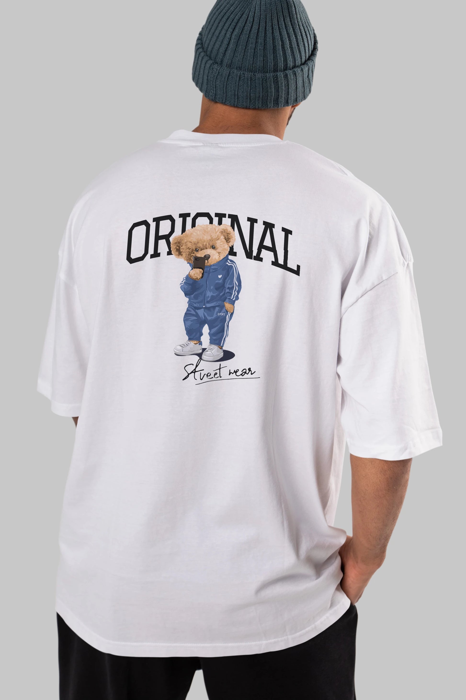 Teddy Bear Original Arka Baskılı Oversize t-shirt Erkek Kadın Unisex %100 Pamuk
