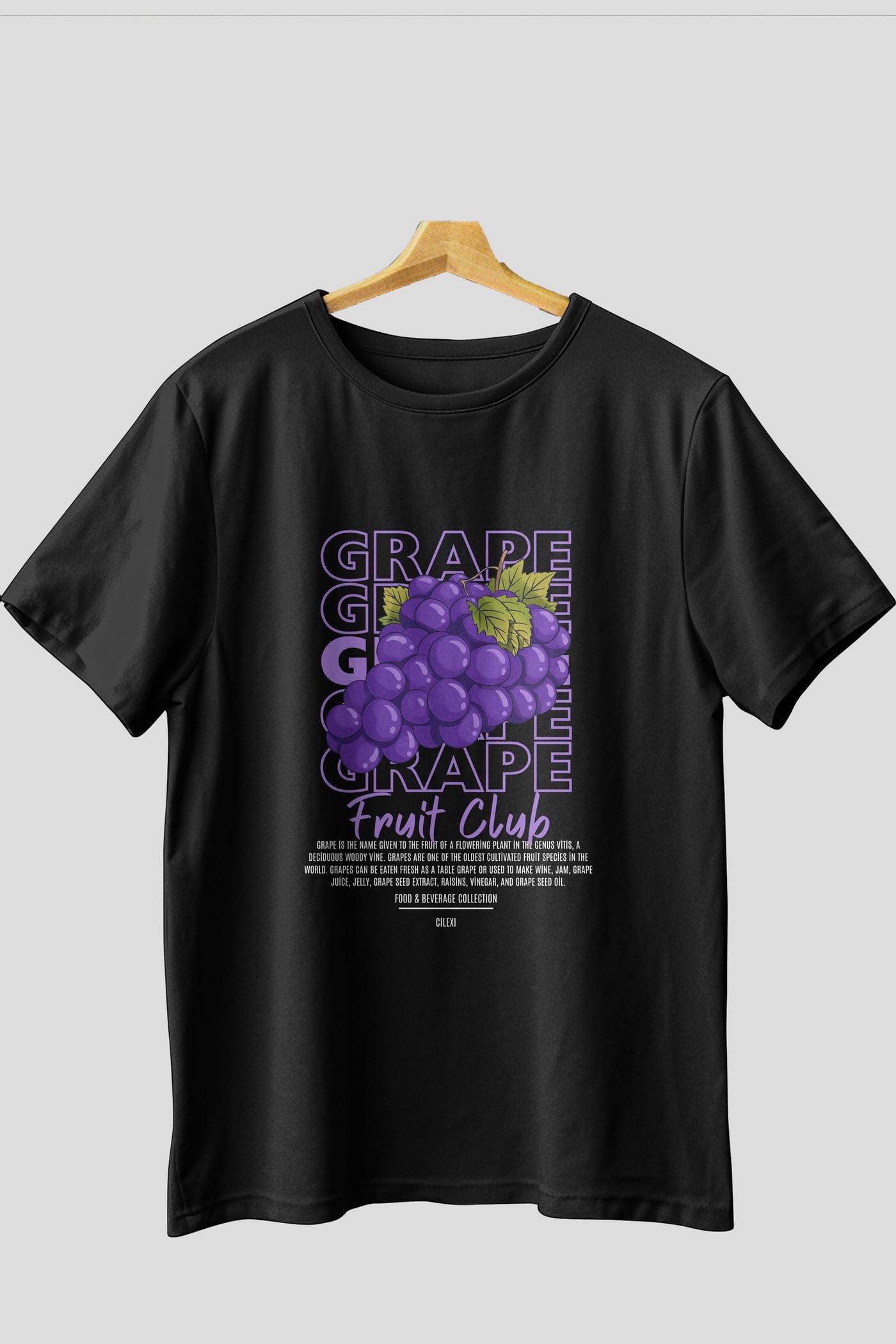 Grape Ön Baskılı Oversize t-shirt Erkek Kadın Pamuk Bisiklet Yaka tişort