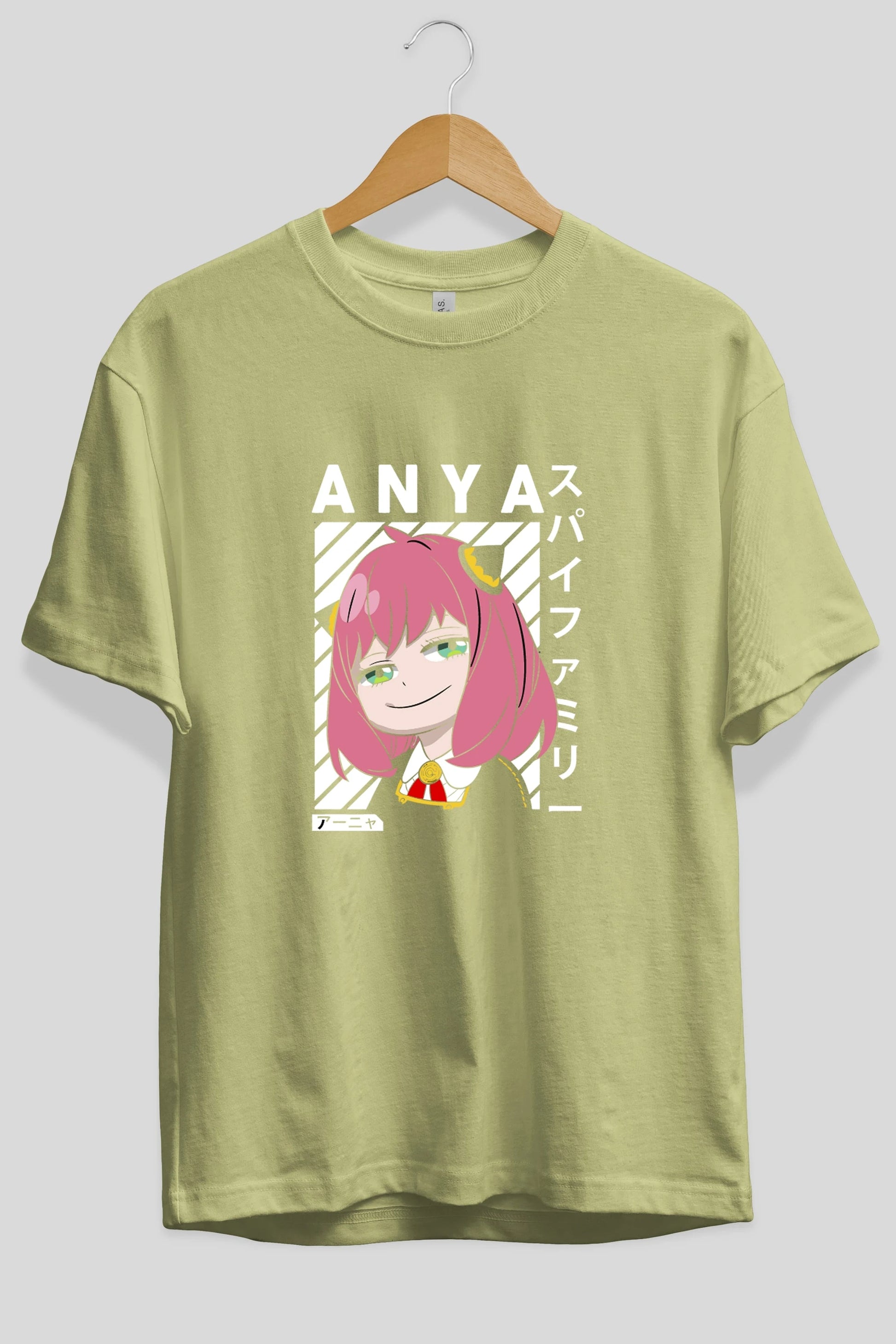 Anya SPYX FAMILY Anime Ön Baskılı Oversize t-shirt %100 pamuk Erkek Kadın Unisex
