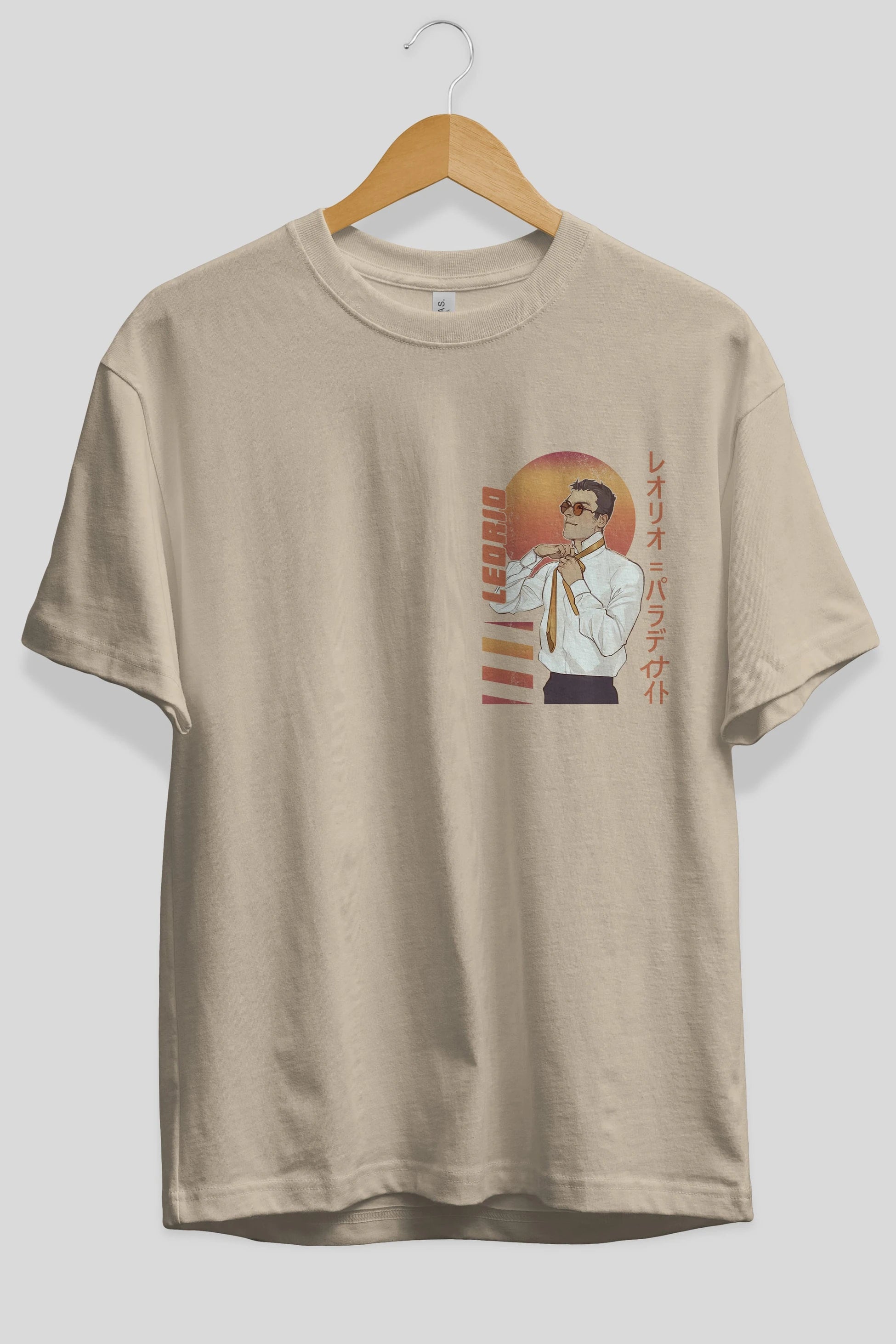 Leorio Paladiknight 5 (2) Ön Sol Baskılı Oversize t-shirt Erkek Kadın Unisex %100 Pamuk Bisiklet Yaka tişort
