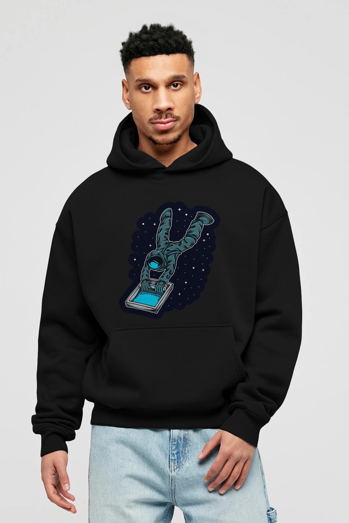 Astroscreen Sticker Ön Baskılı Hoodie Oversize Kapüşonlu Sweatshirt Erkek Kadın Unisex
