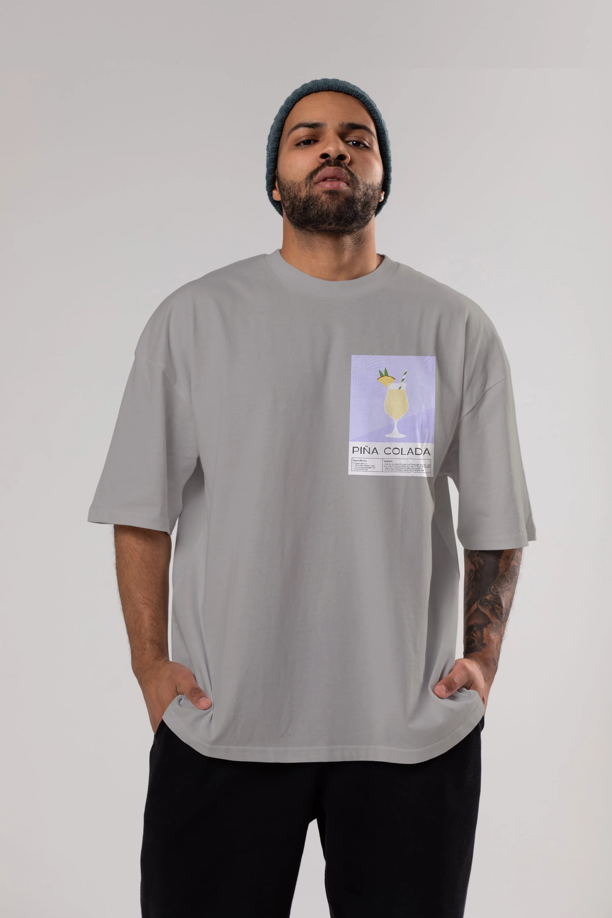 PIna Colada 6 Ön Sol Baskılı Oversize t-shirt Erkek Kadın Unisex %100 Pamuk Bisiklet Yaka tişort