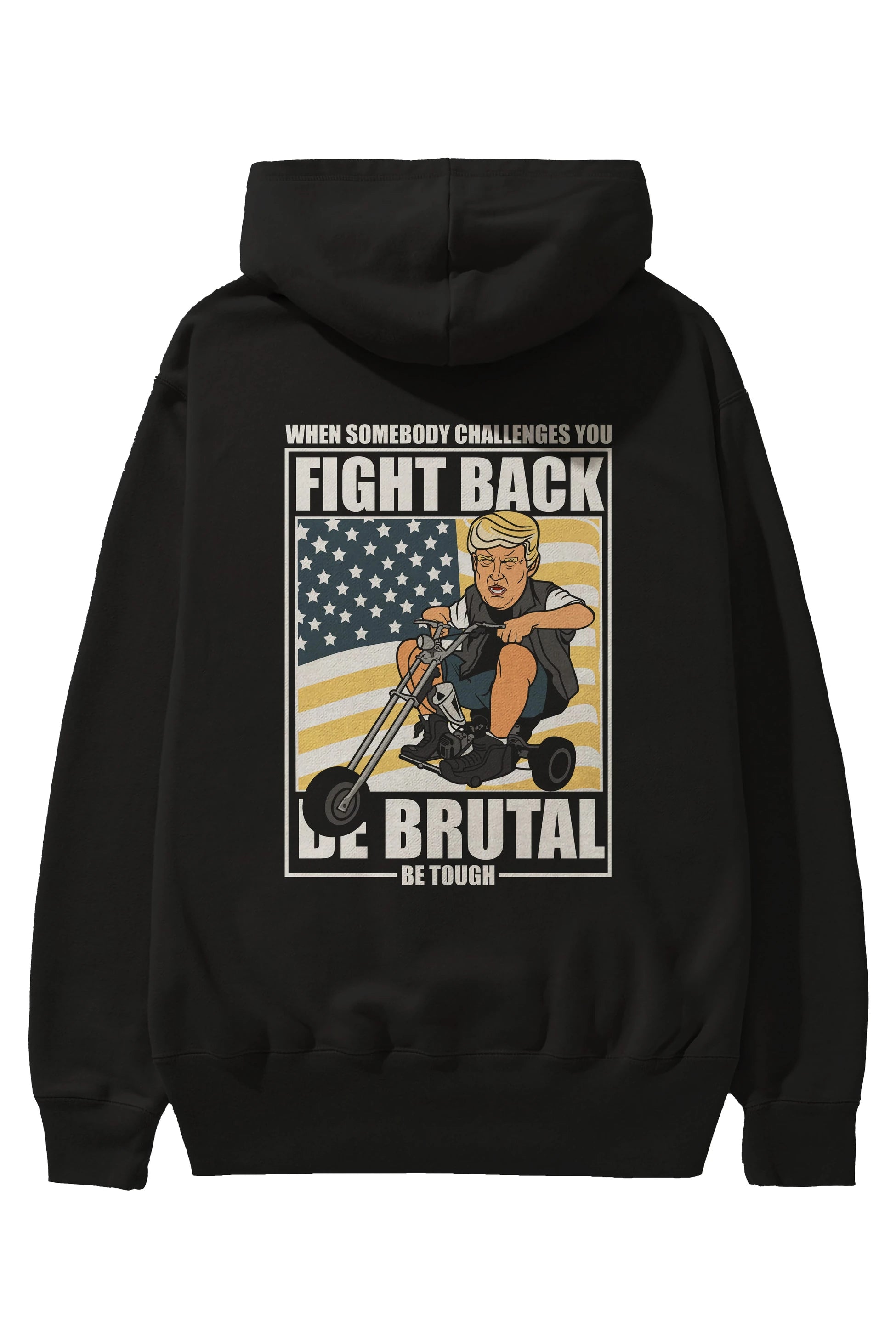 Trump Biker Arka Baskılı Hoodie Oversize Kapüşonlu Sweatshirt Erkek Kadın Unisex