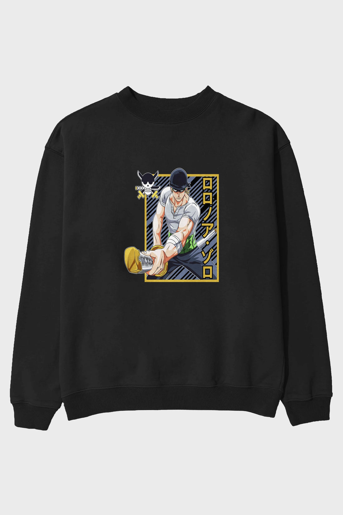 RORONOA ZORO Anime Ön Baskılı Oversize Sweatshirt Erkek Kadın Unisex