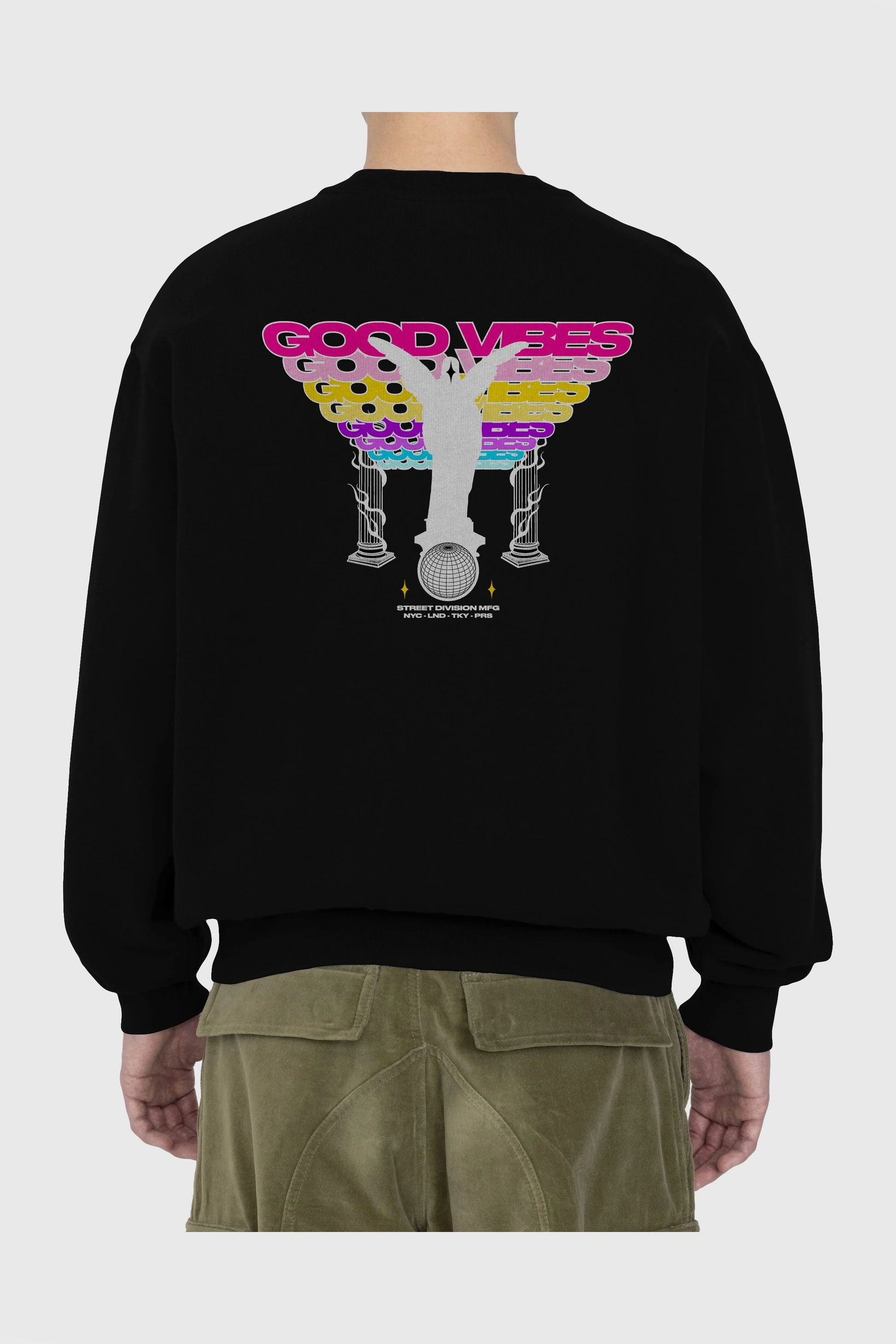 Good Vibes Arka Baskılı Oversize Sweatshirt Erkek Kadın Unisex