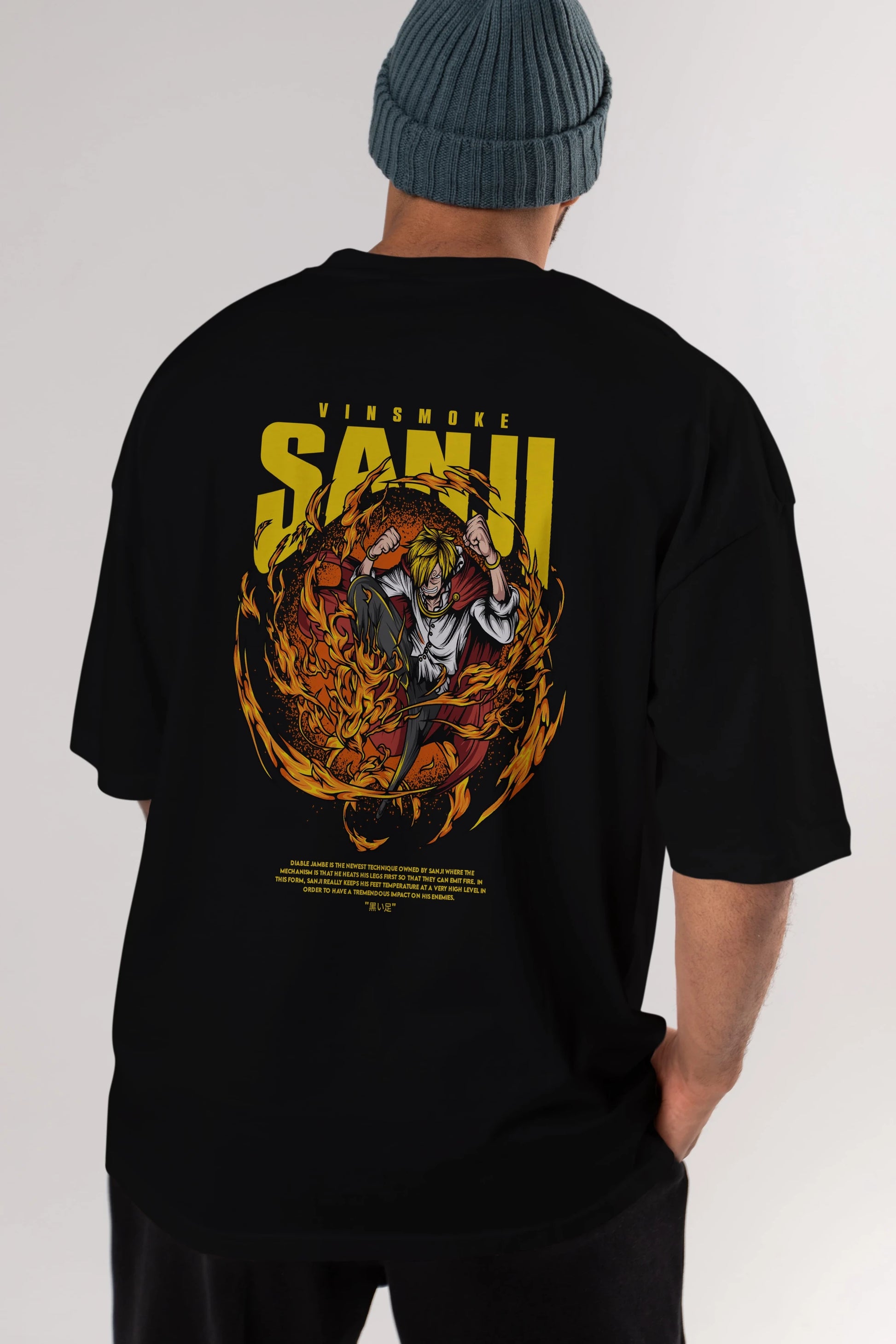 Vinsmoke Sanji Anime Arka Baskılı Oversize t-shirt Erkek Kadın Unisex