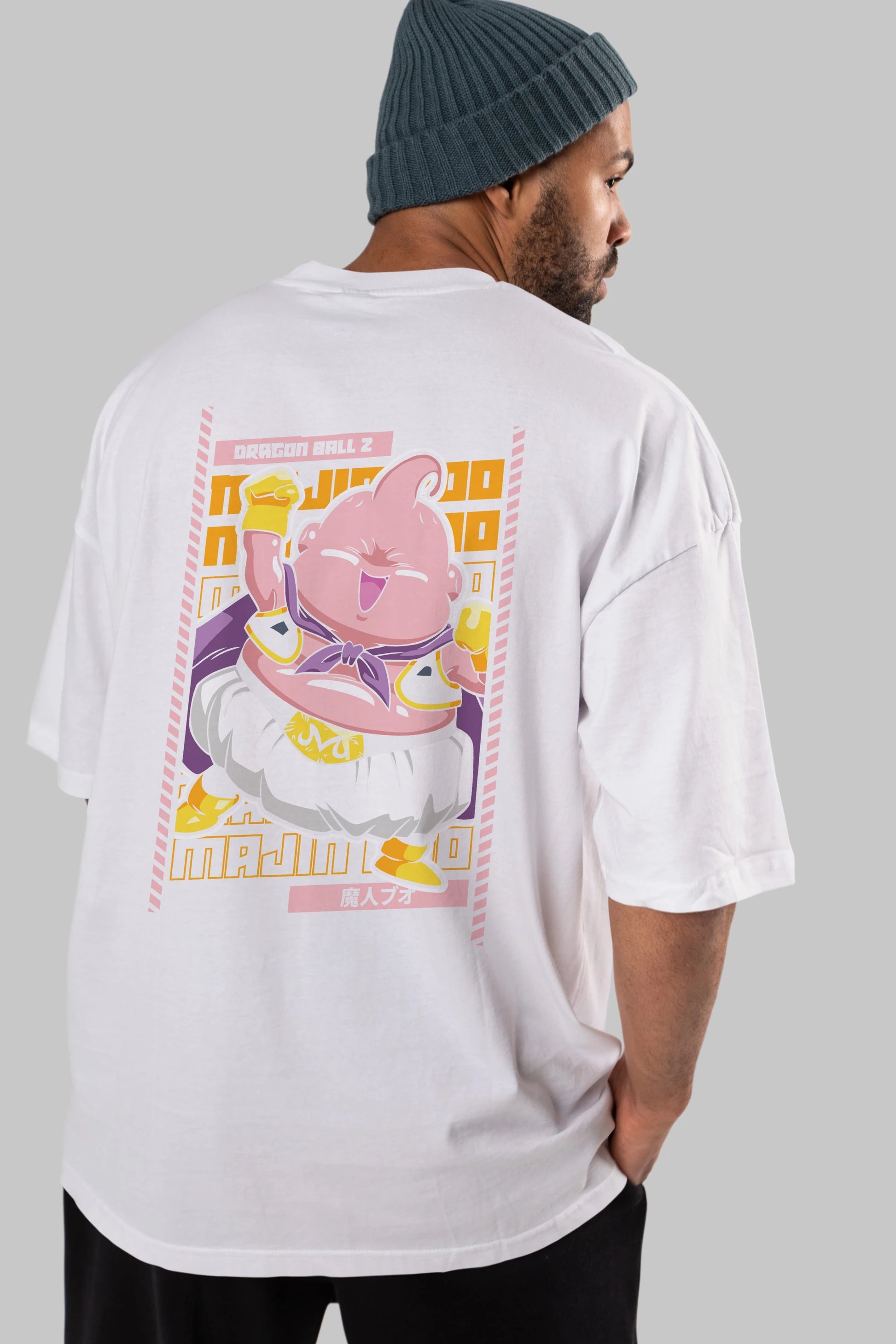 MAJIN BOO1 Anime Arka Baskılı Oversize t-shirt Erkek Kadın Unisex