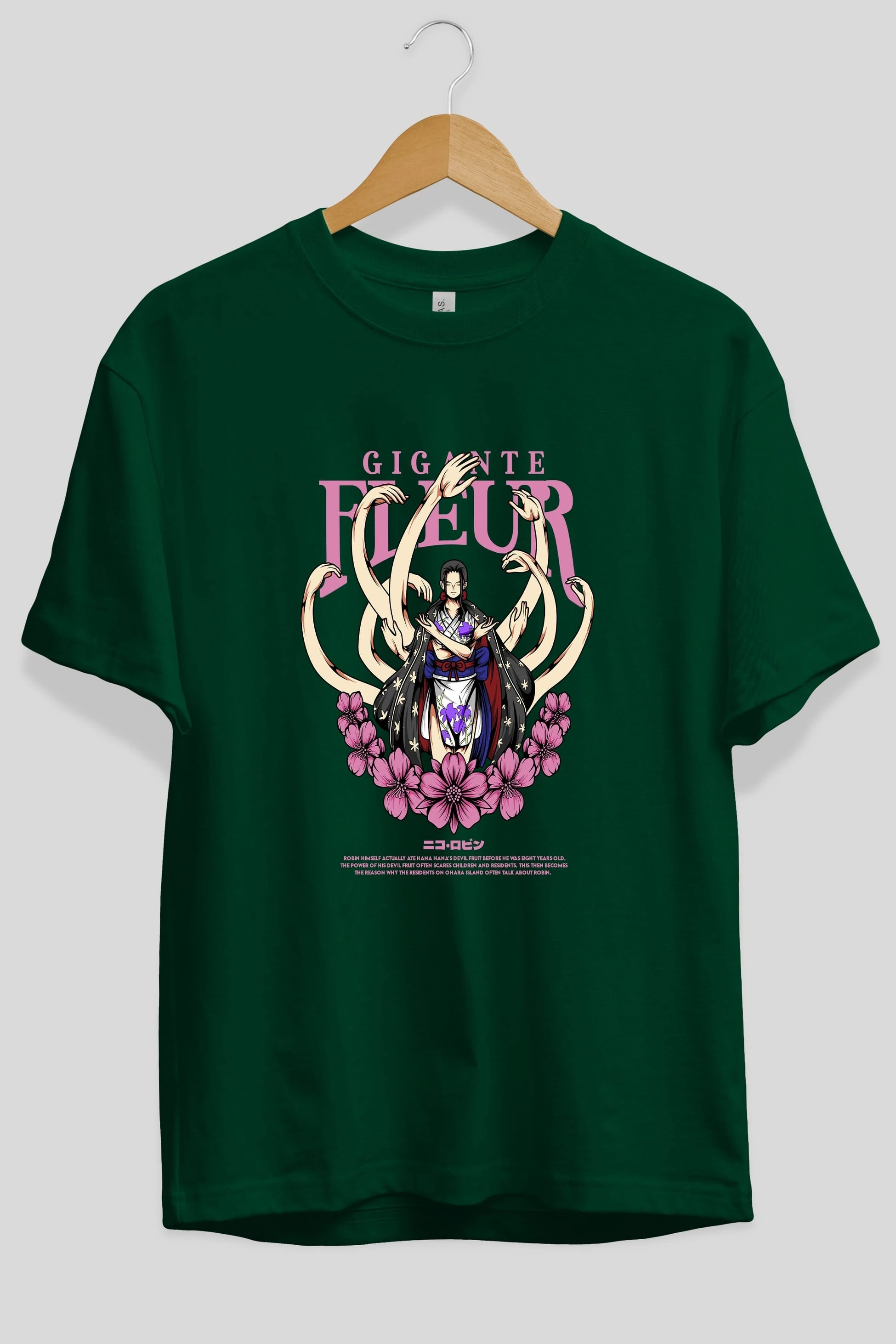 Gigante Fleur Anime Ön Baskılı Oversize t-shirt %100 pamuk Erkek Kadın Unisex