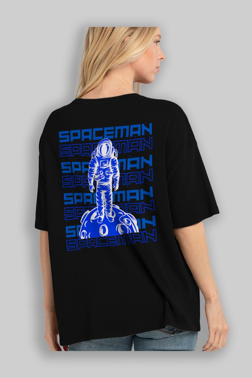 Spaceman Yazılı Arka Baskılı Oversize t-shirt Erkek Kadın Unisex