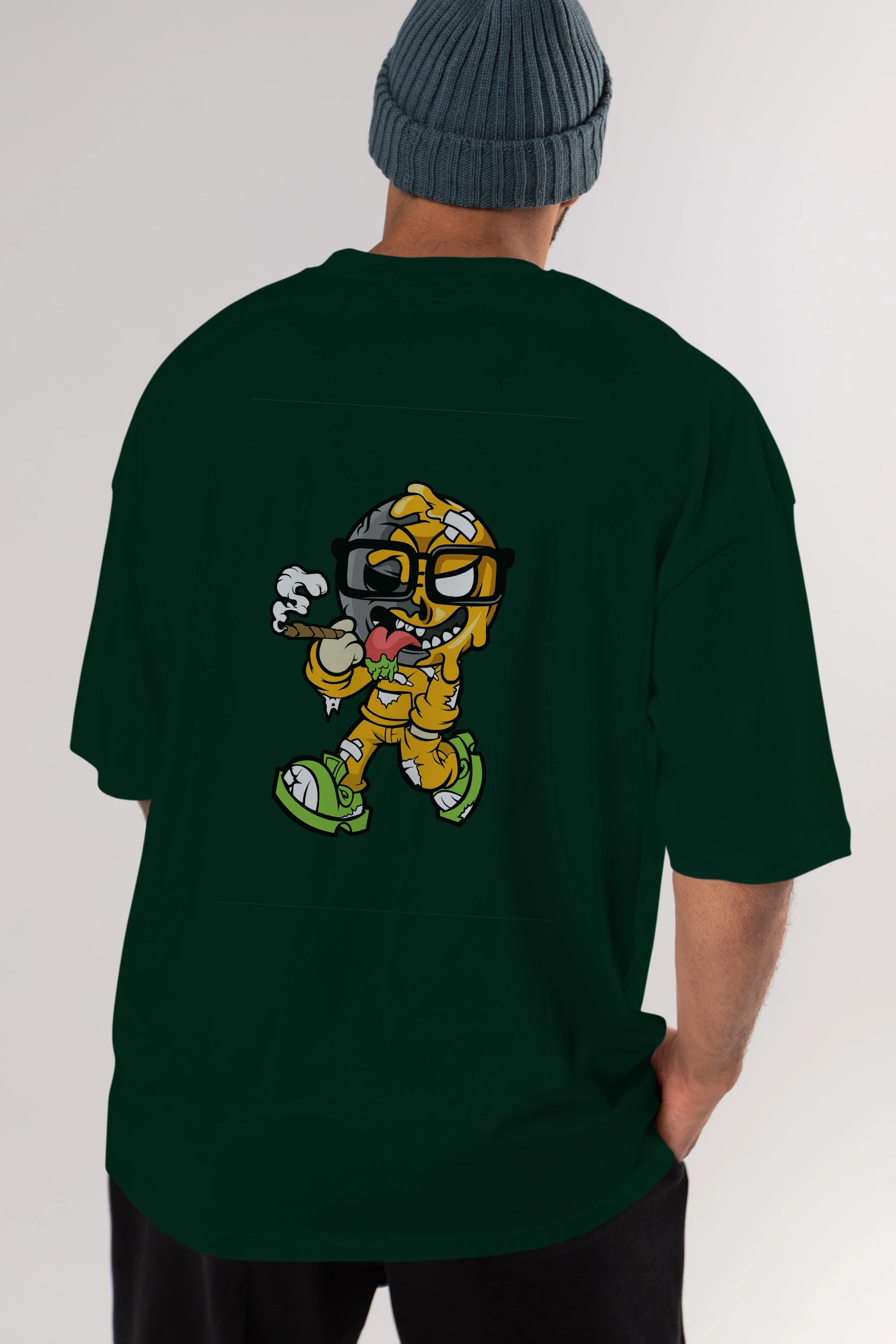 Eyeball Smoker Arka Baskılı Oversize t-shirt Erkek Kadın Unisex %100 Pamuk tişort