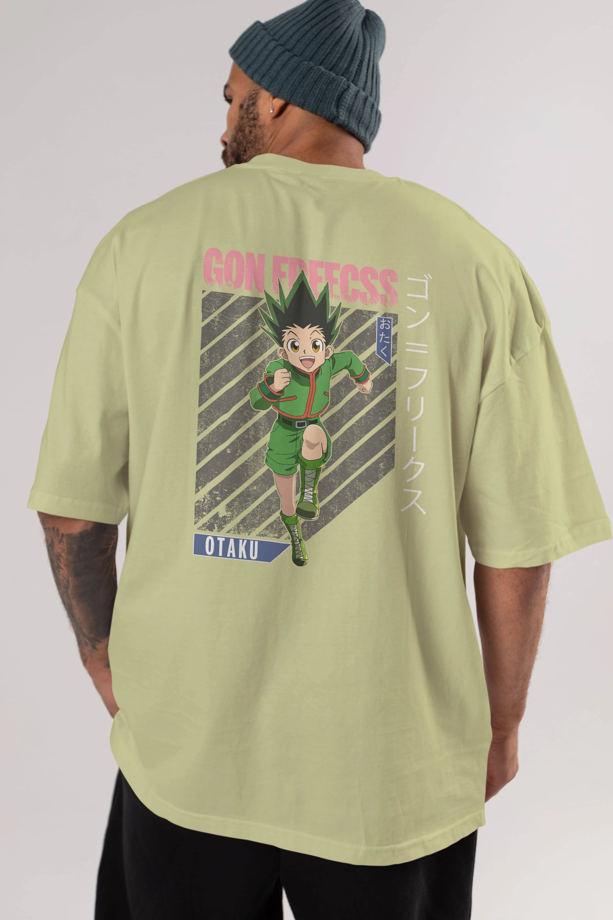 Gon Freecss HUNTER X HUNTER Anime Arka Baskılı Oversize t-shirt Erkek Kadın Unisex