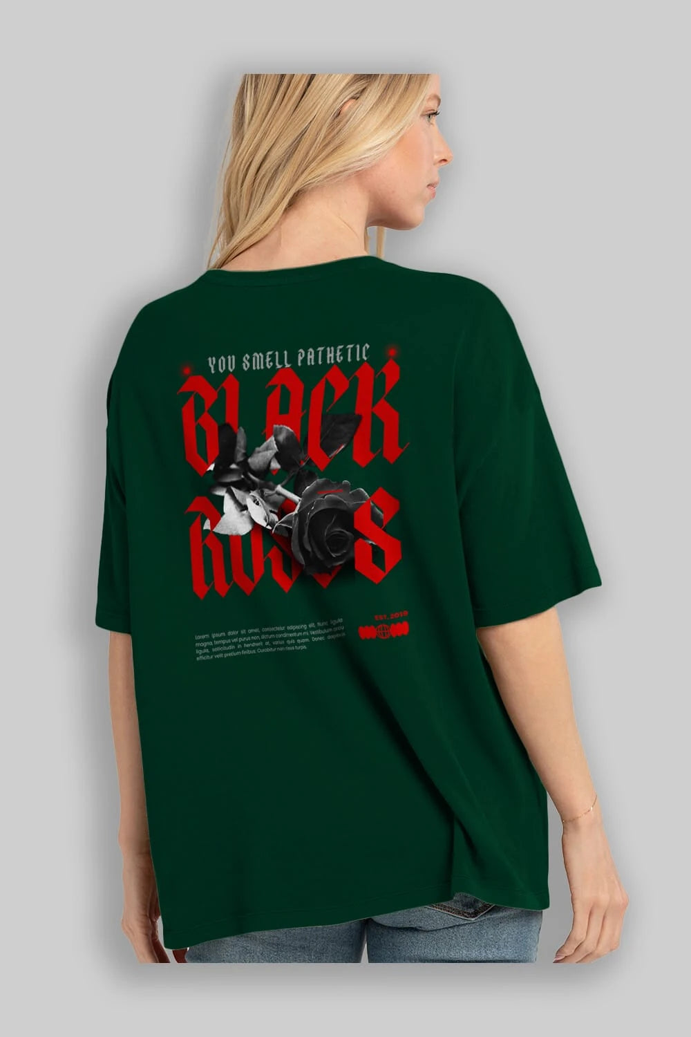 Black Roses Arka Baskılı Oversize t-shirt Erkek Kadın Unisex