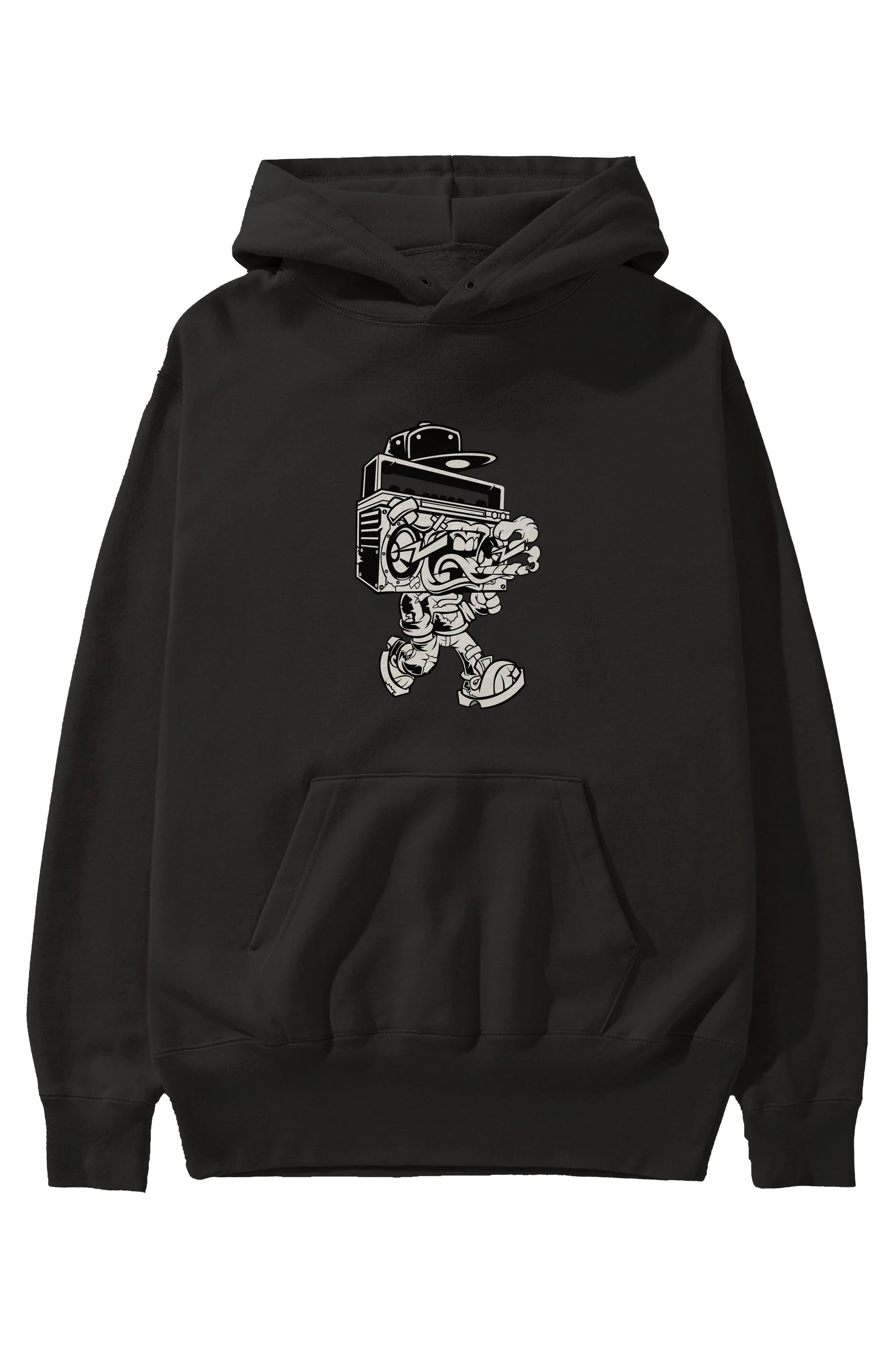Boombox Ön Baskılı Hoodie Oversize Kapüşonlu Sweatshirt Erkek Kadın Unisex