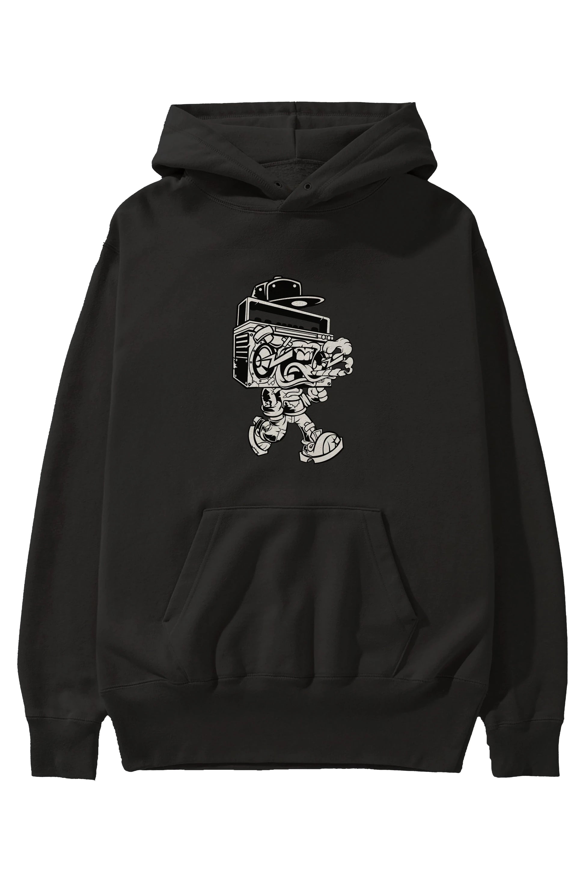 Boombox Ön Baskılı Hoodie Oversize Kapüşonlu Sweatshirt Erkek Kadın Unisex