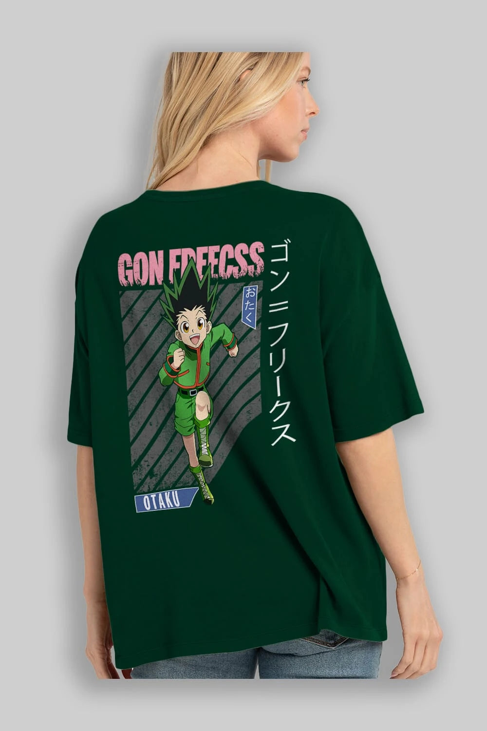 Gon Freecss HUNTER X HUNTER Anime Arka Baskılı Oversize t-shirt Erkek Kadın Unisex