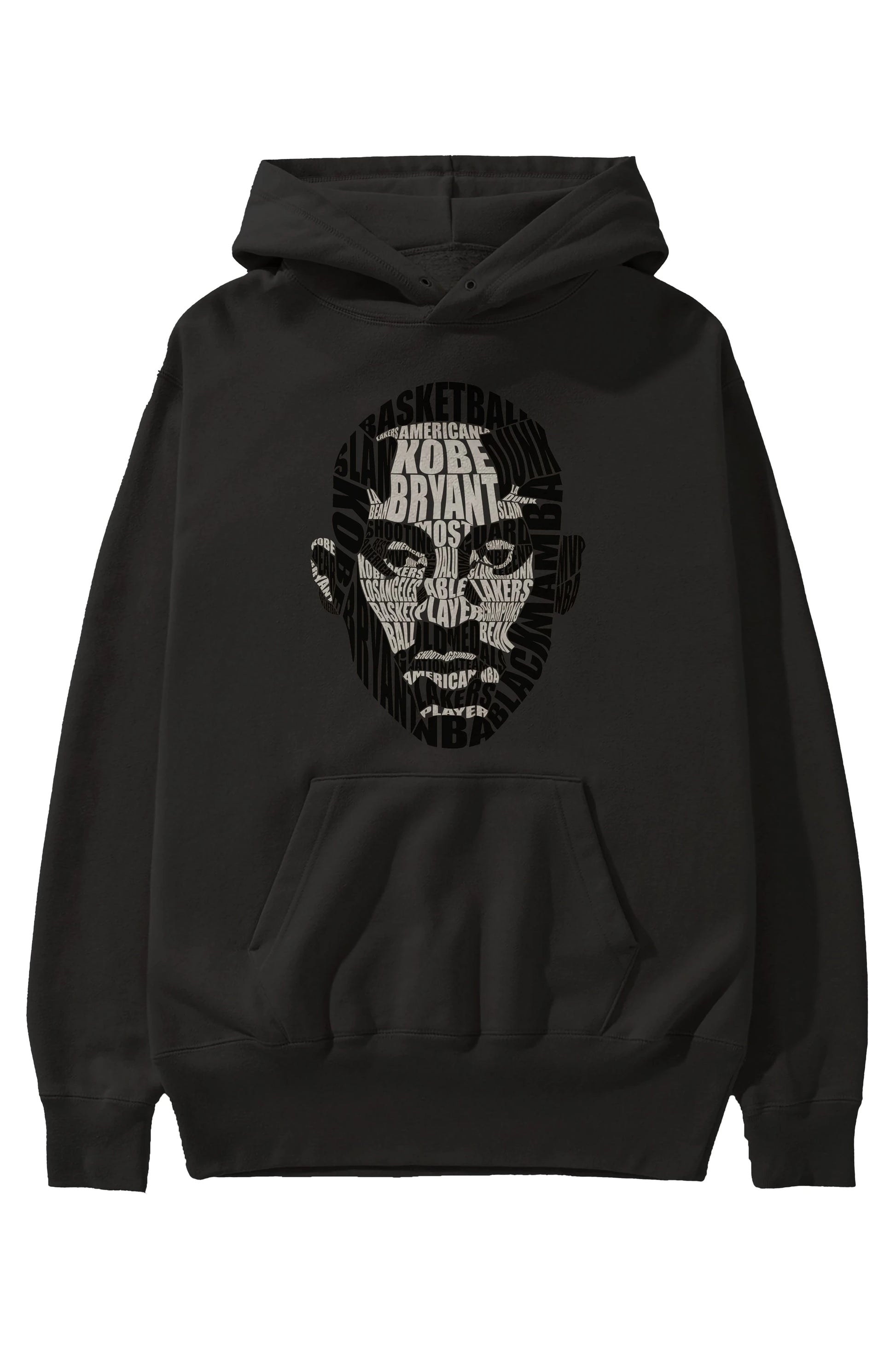 Kobe Bryan Calligram Ön Baskılı Hoodie Oversize Kapüşonlu Sweatshirt Erkek Kadın Unisex