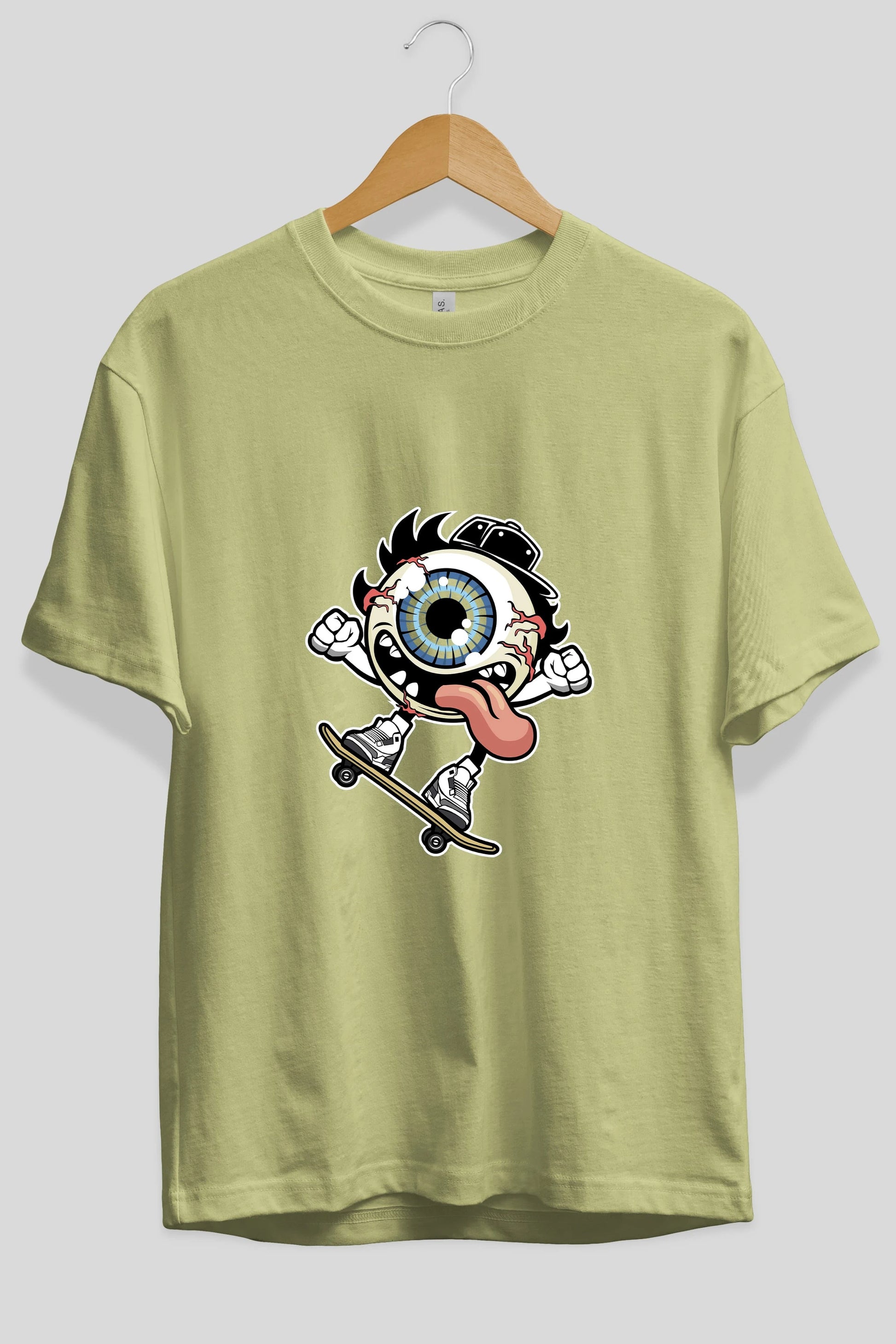 Eye Ball Skater Ön Baskılı Oversize t-shirt Erkek Kadın Unisex %100 Pamuk tişort