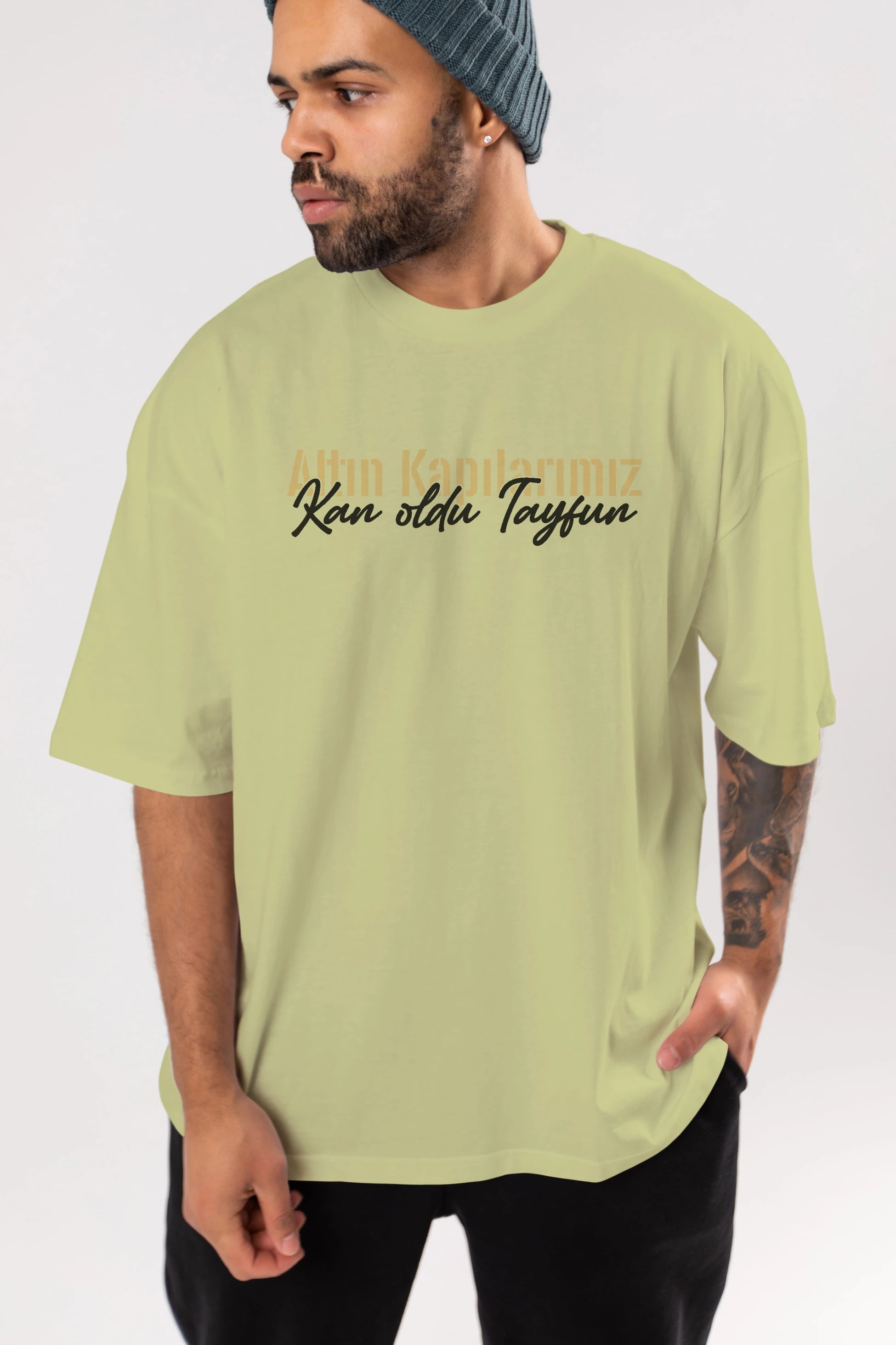 Altın Kapılarımız Kan Oldu Ön Baskılı Oversize t-shirt %100 pamuk Erkek Kadın Unisex