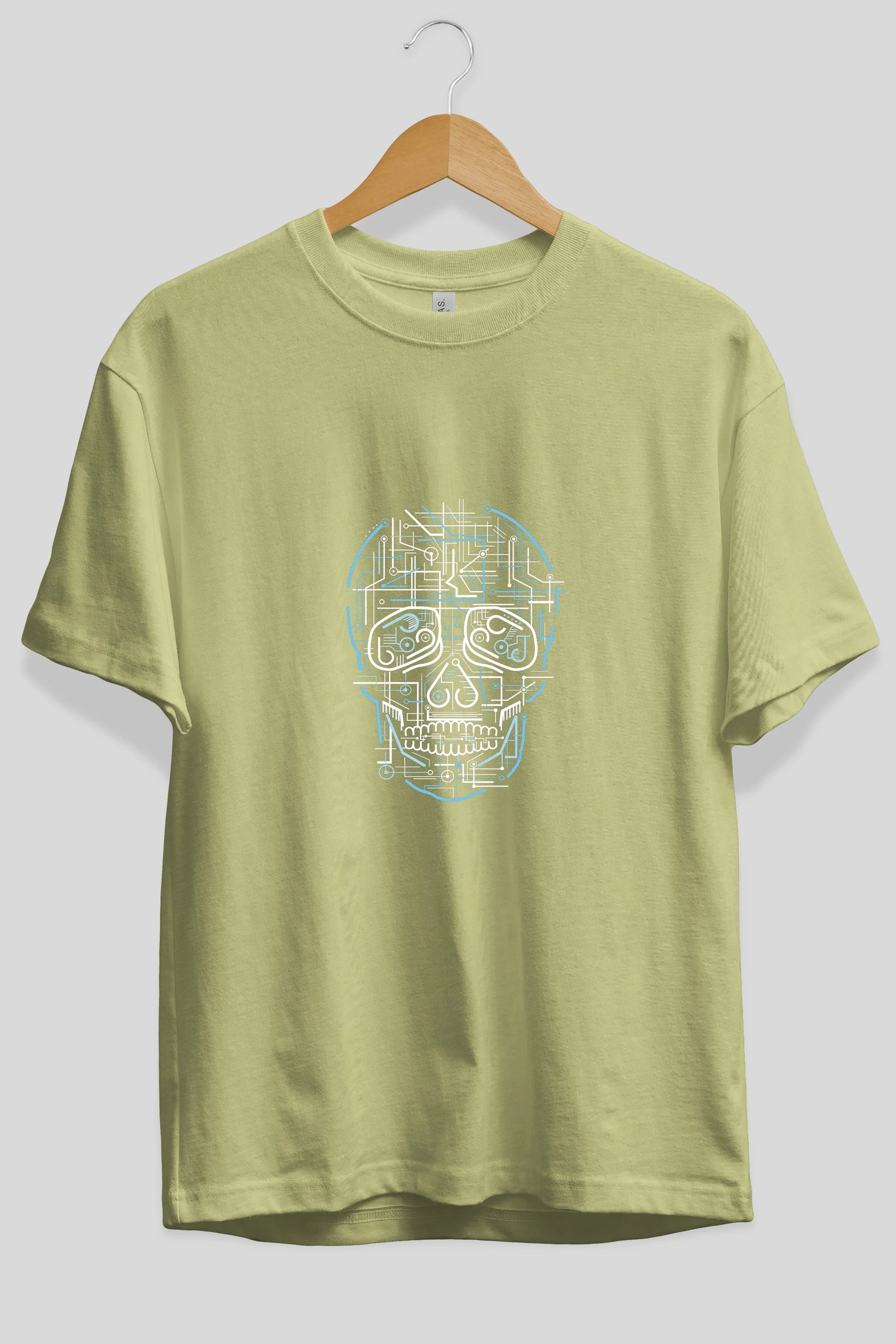 Electric Skull Ön Baskılı Oversize t-shirt %100 pamuk Erkek Kadın Unisex