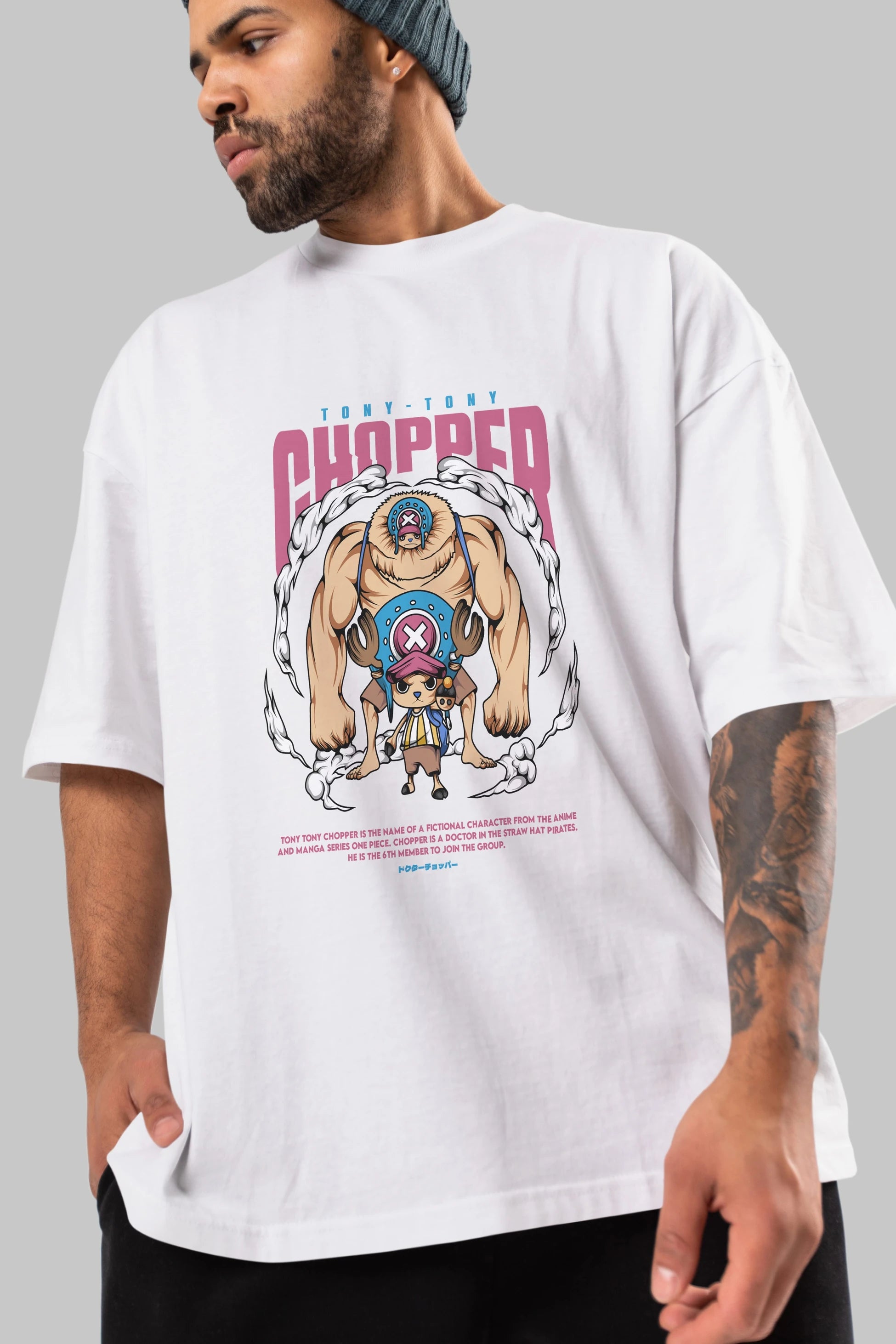 Tony Tony Chopper Anime Ön Baskılı Oversize t-shirt %100 pamuk Erkek Kadın Unisex