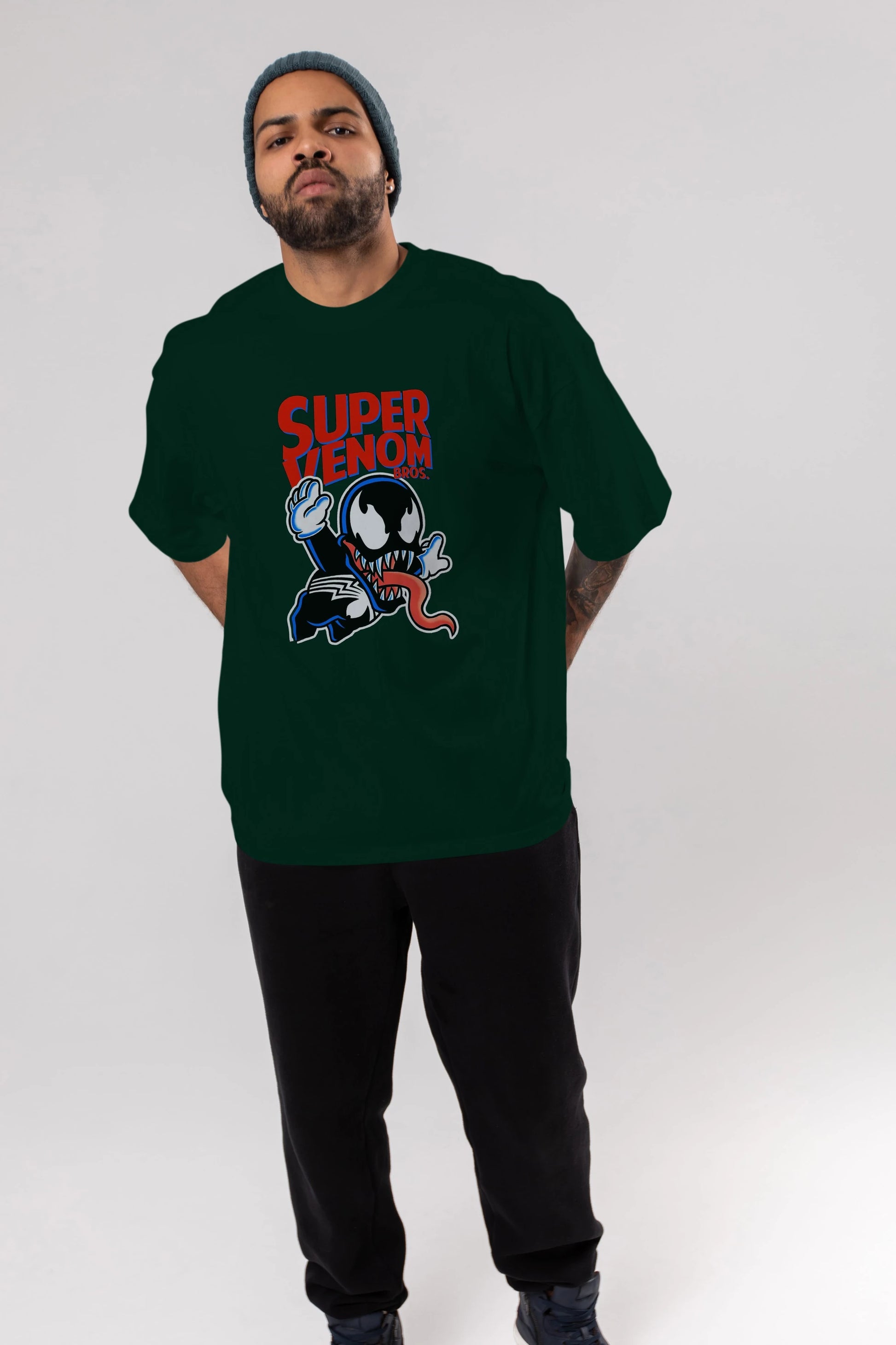 Super Venom Ön Baskılı Oversize t-shirt Erkek Kadın Unisex %100 Pamuk Bisiklet Yaka tişort