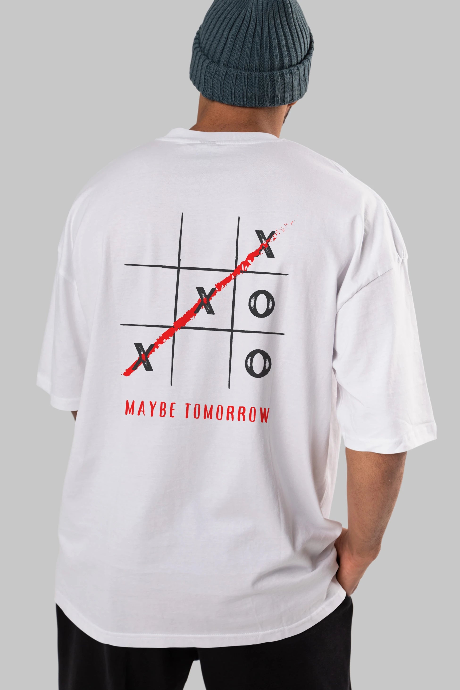 Maybe Tomorrow Yazılı Arka Baskılı Oversize t-shirt Erkek Kadın Unisex