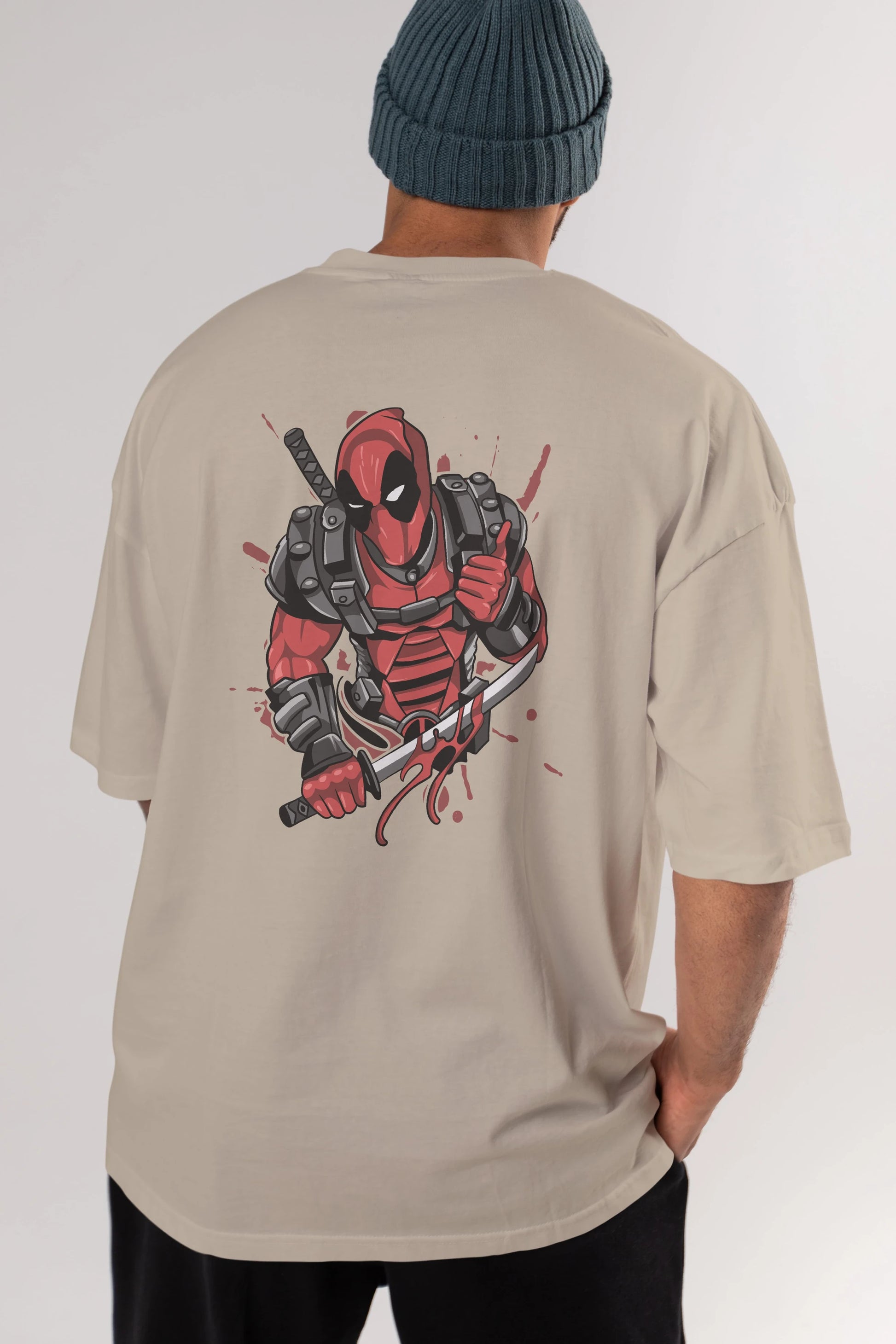 Deadpool (12) Arka Baskılı Oversize t-shirt Erkek Kadın Unisex %100 Pamuk Bisiklet Yaka tişort