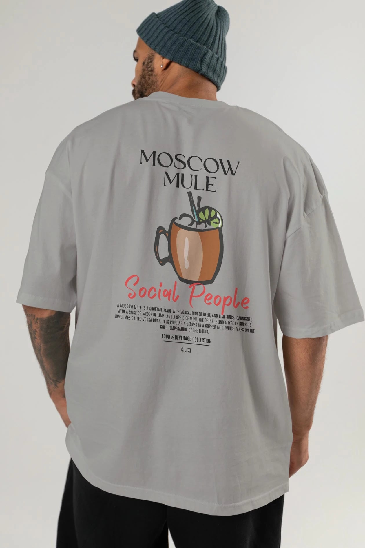 Moscow Mule Kokteyl Serisi Baskılı Oversize t-shirt Erkek Kadın Unisex %100 Pamuk Bisiklet Yaka tişort