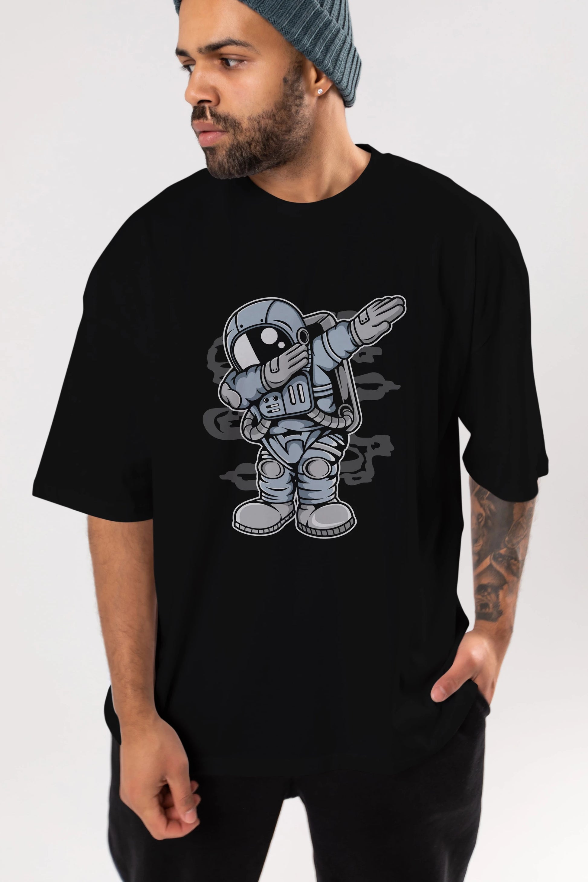 Astronaut Dab Ön Baskılı Oversize t-shirt Erkek Kadın Unisex