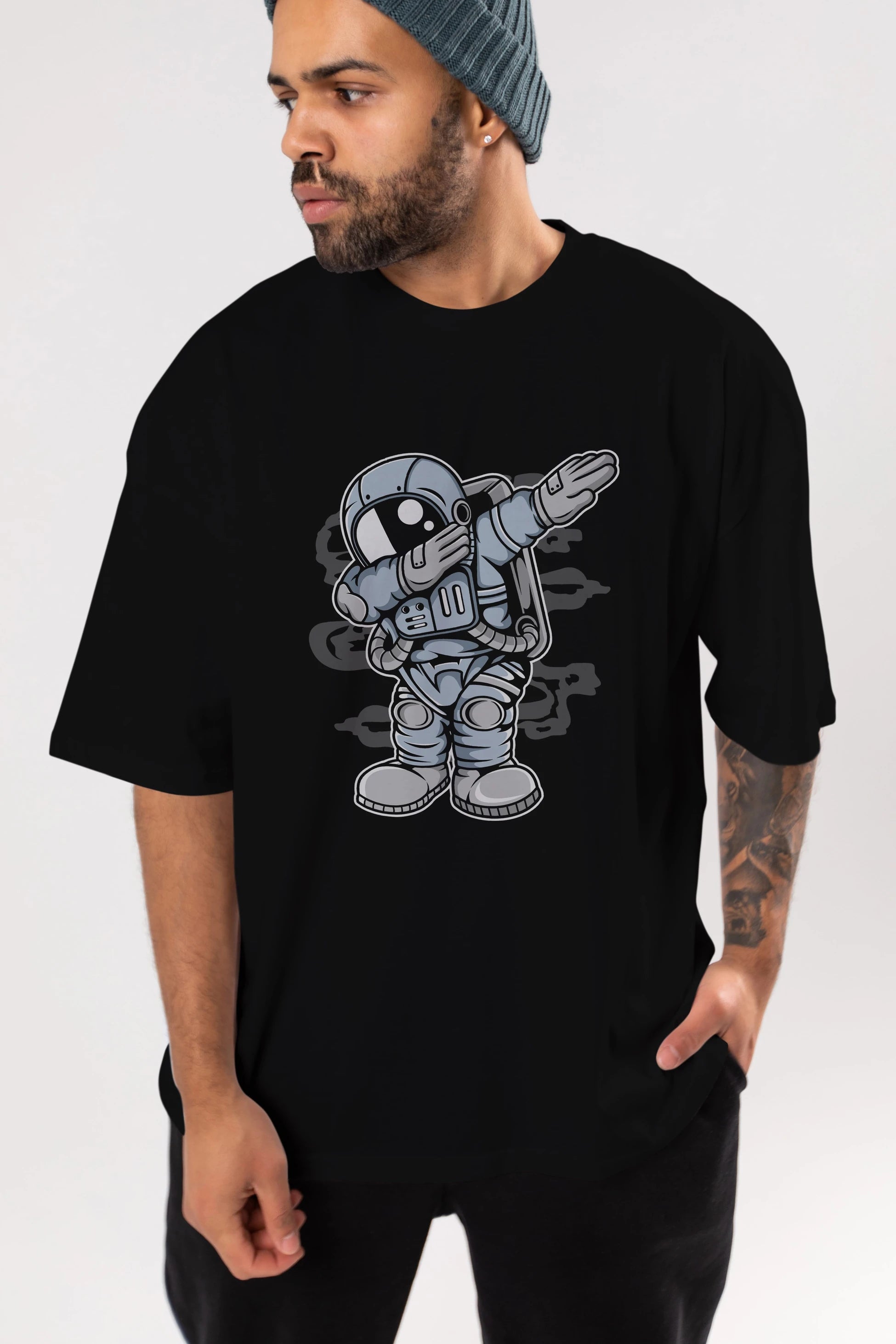 Astronaut Dab Ön Baskılı Oversize t-shirt Erkek Kadın Unisex