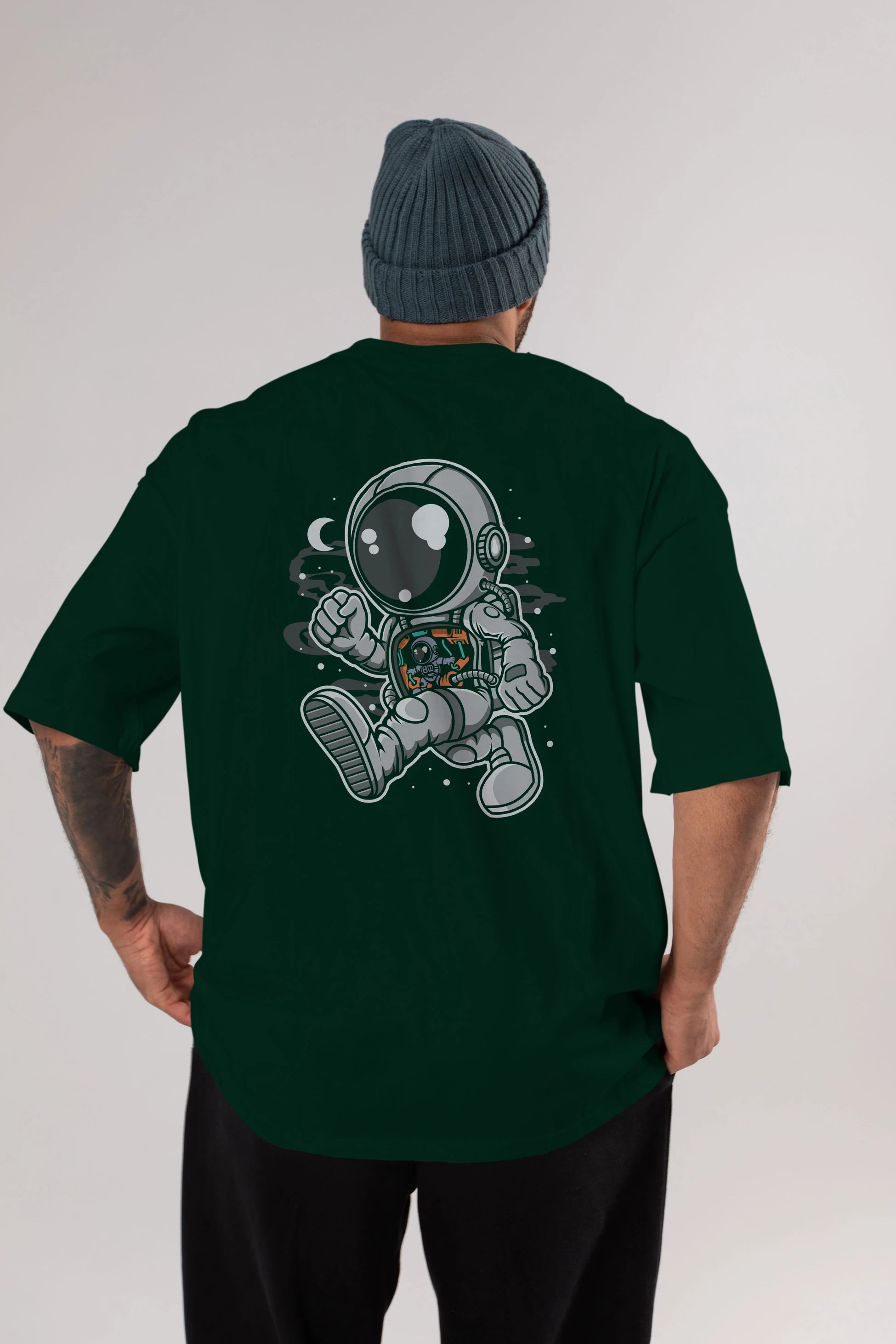 Astronaut Robotic Machine Arka Baskılı Oversize t-shirt Erkek Kadın Unisex