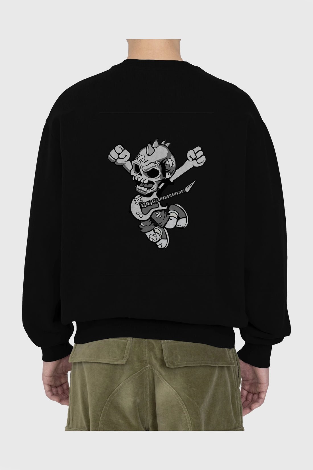 Punk Rocker Metal Guitar Arka Baskılı Oversize Sweatshirt Erkek Kadın Unisex