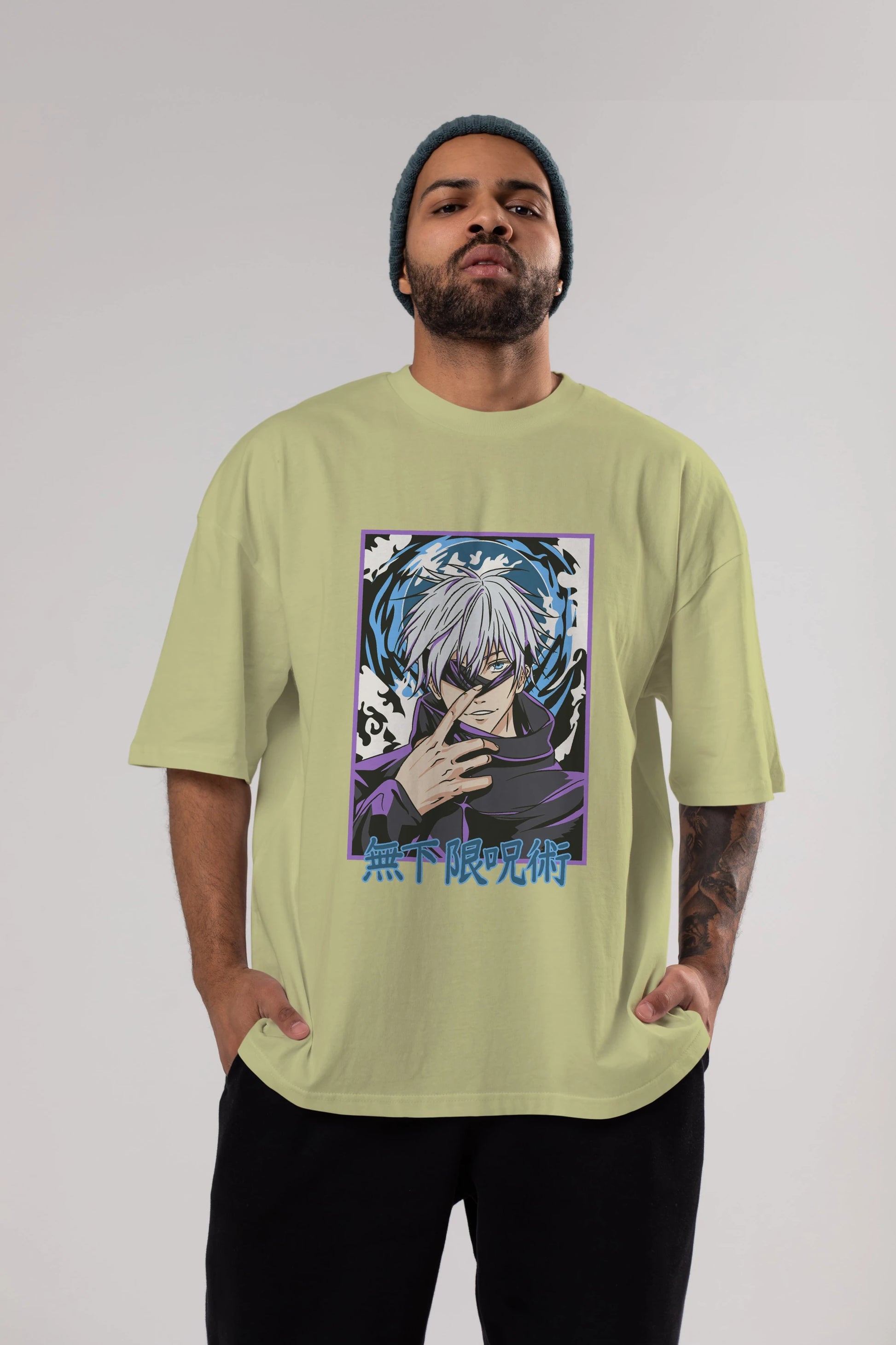 SATORU GOJO 3 Anime Ön Baskılı Oversize t-shirt %100 pamuk Erkek Kadın Unisex