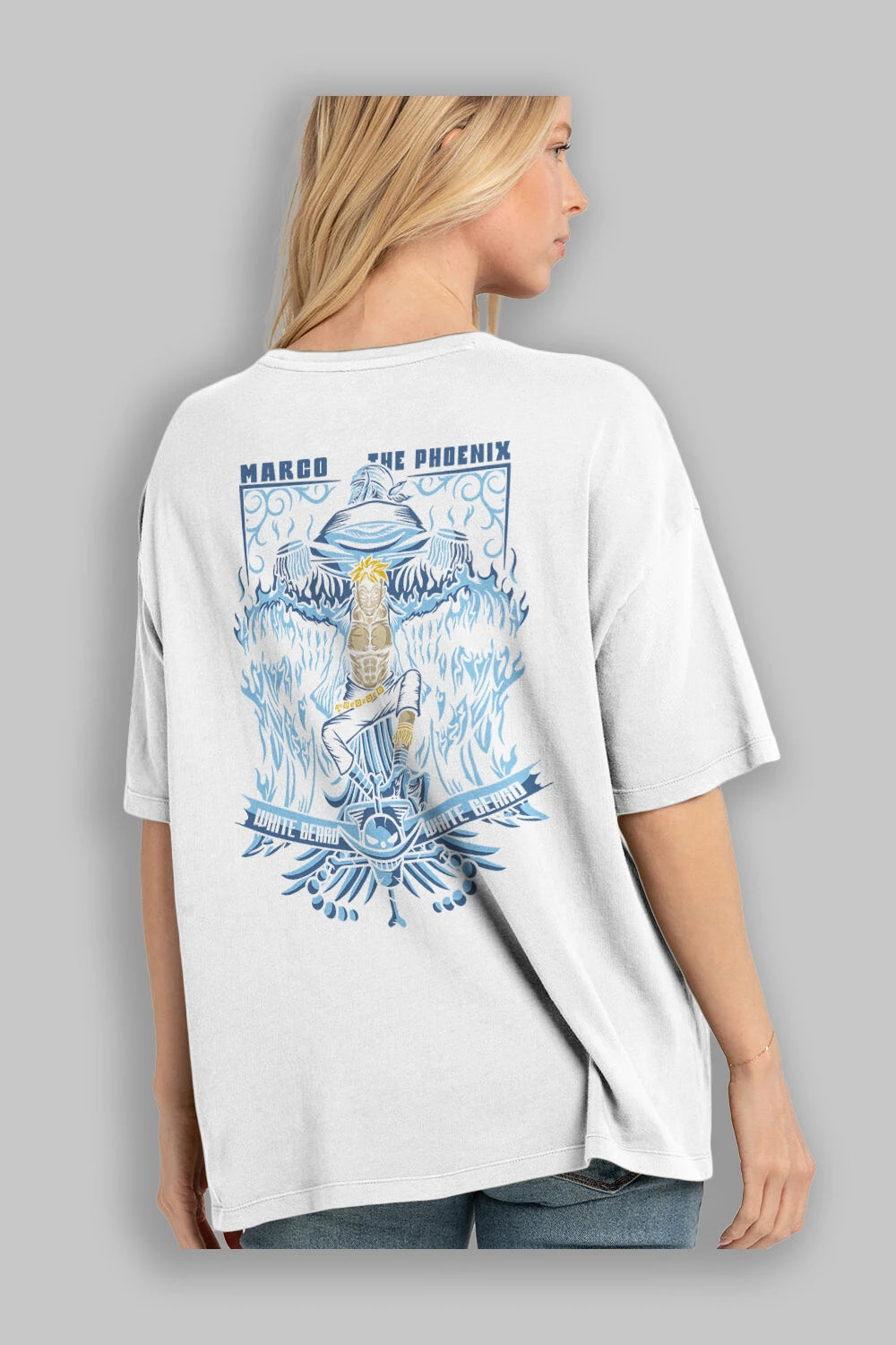 Marco the Phoenix Anime Arka Baskılı Oversize t-shirt Erkek Kadın Unisex %100 pamuk tişort