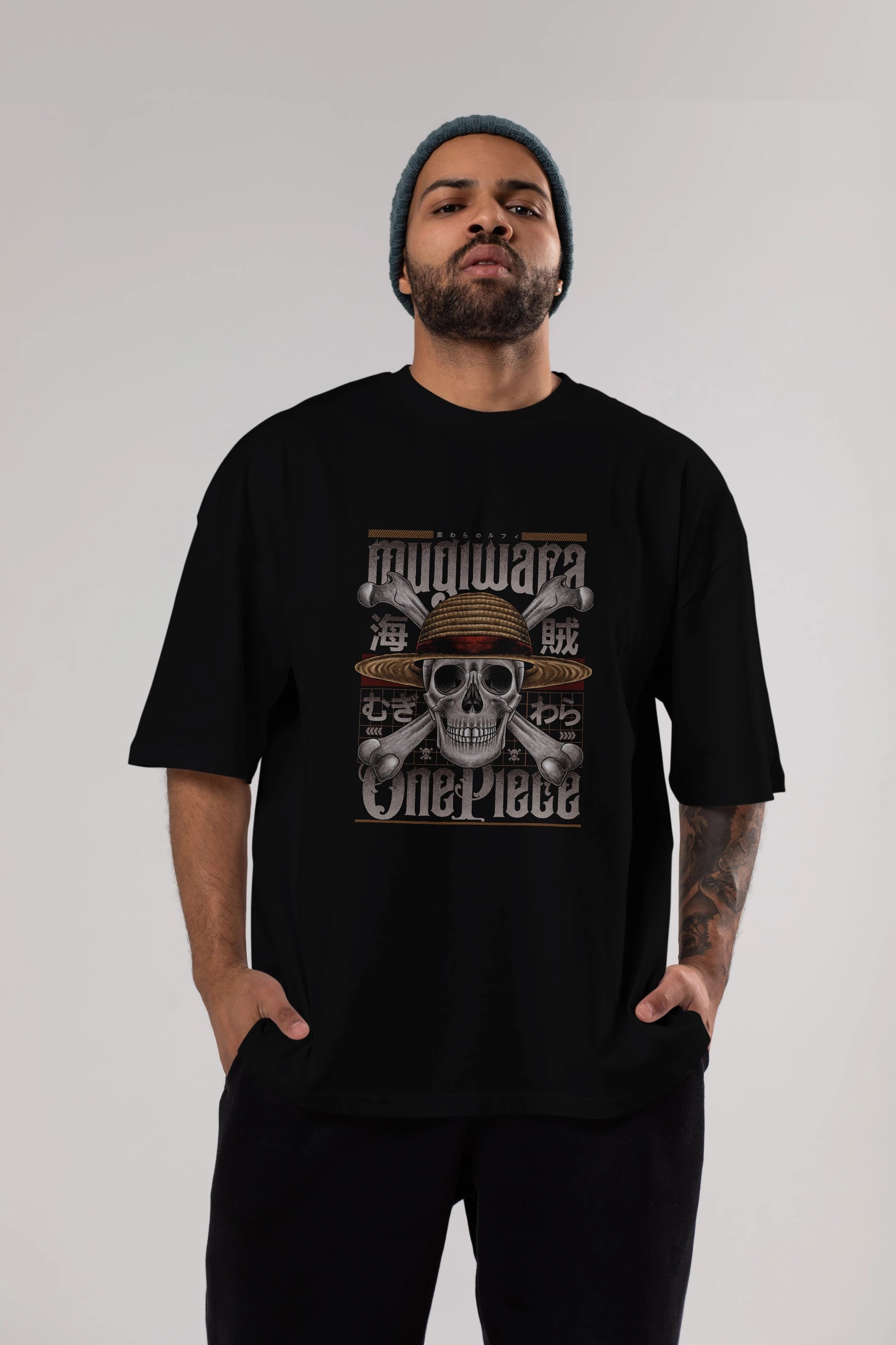 ONE PIECE (2) Anime Ön Baskılı Oversize t-shirt %100 pamuk Erkek Kadın Unisex