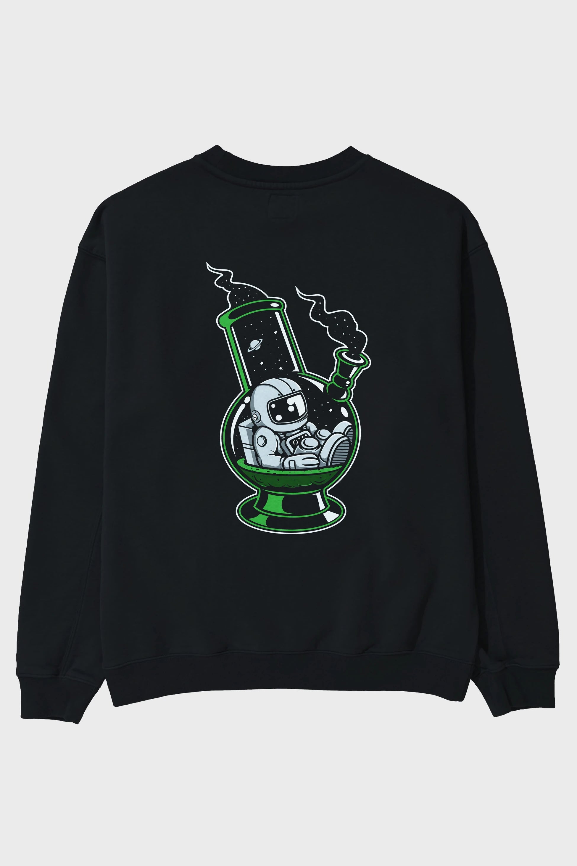 Astronaut Bong Arka Baskılı Oversize Sweatshirt Erkek Kadın Unisex