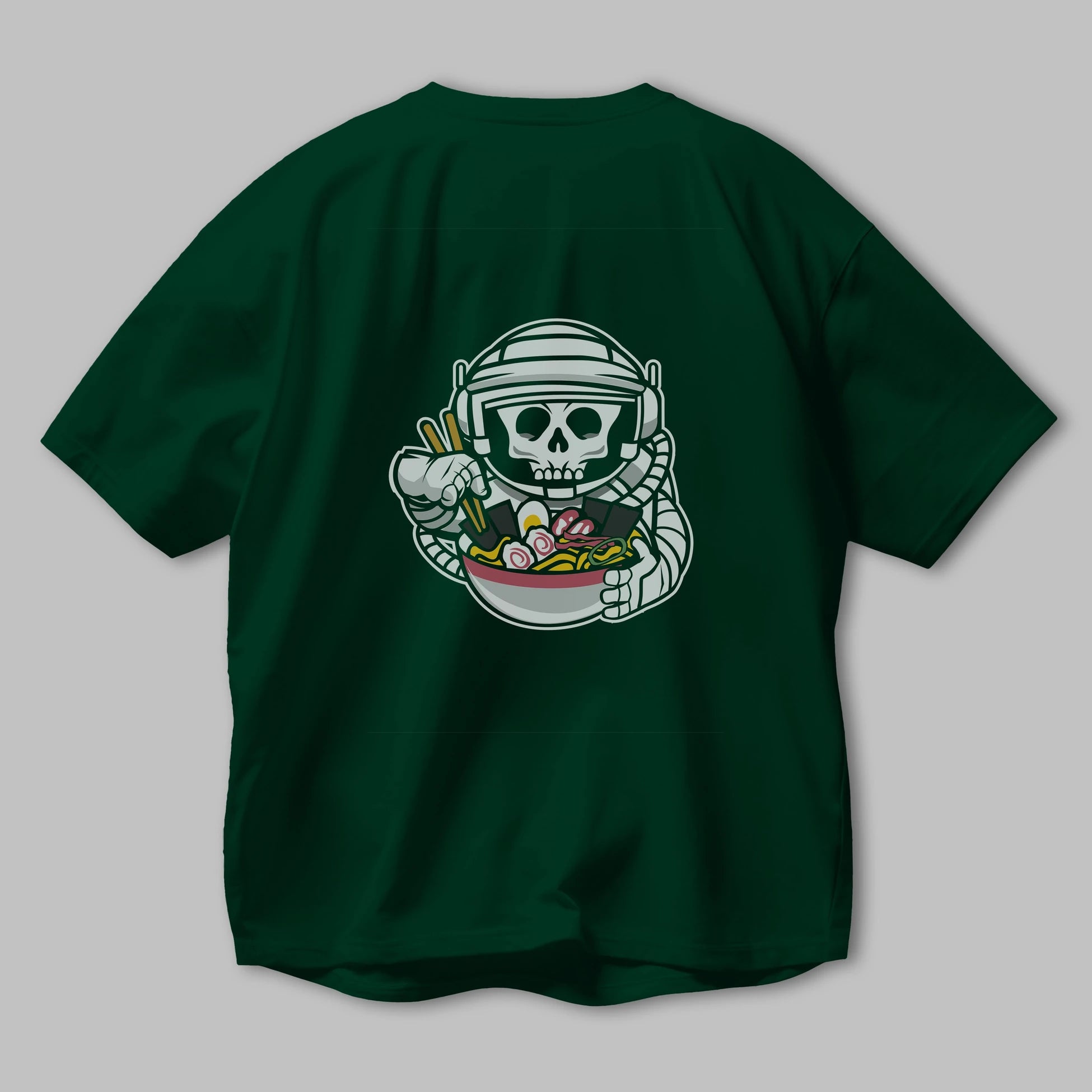 Astronaut Ramen Arka Baskılı Oversize t-shirt Erkek Kadın Unisex %100 Pamuk tişort