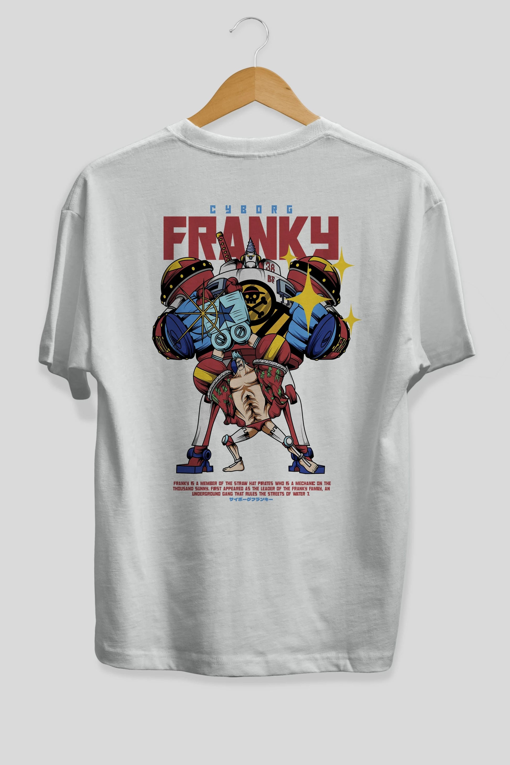 Cyborg Franky Anime Arka Baskılı Oversize t-shirt Erkek Kadın Unisex