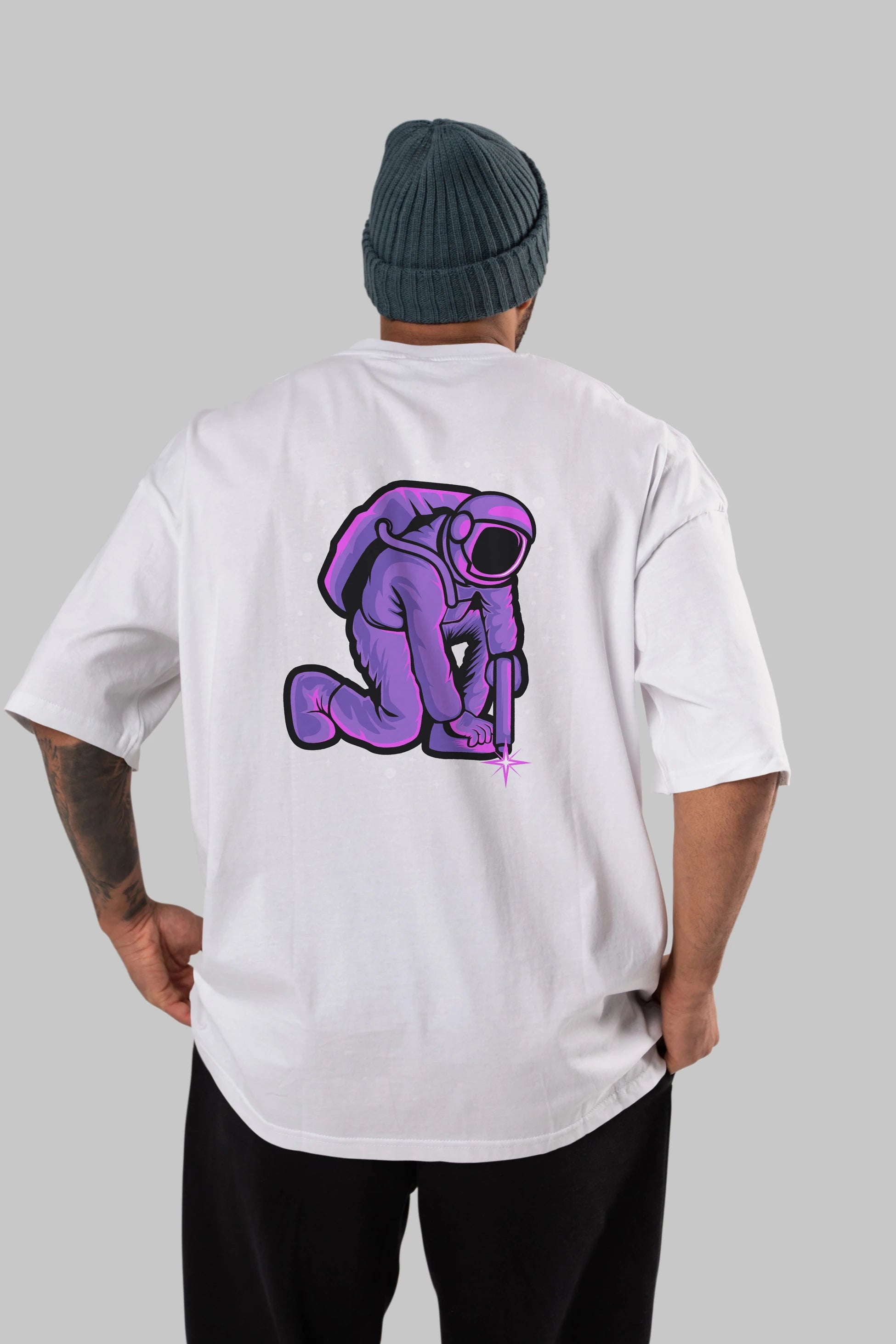 Welding in Space Arka Baskılı Oversize t-shirt Erkek Kadın Unisex