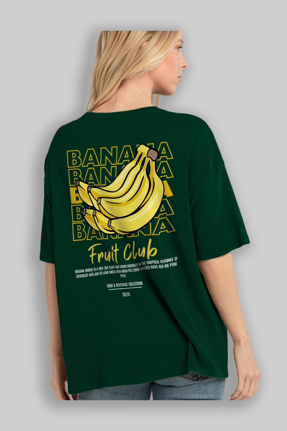 Banana Arka Baskılı Oversize t-shirt Erkek Kadın Pamuk Bisiklet Yaka tişort