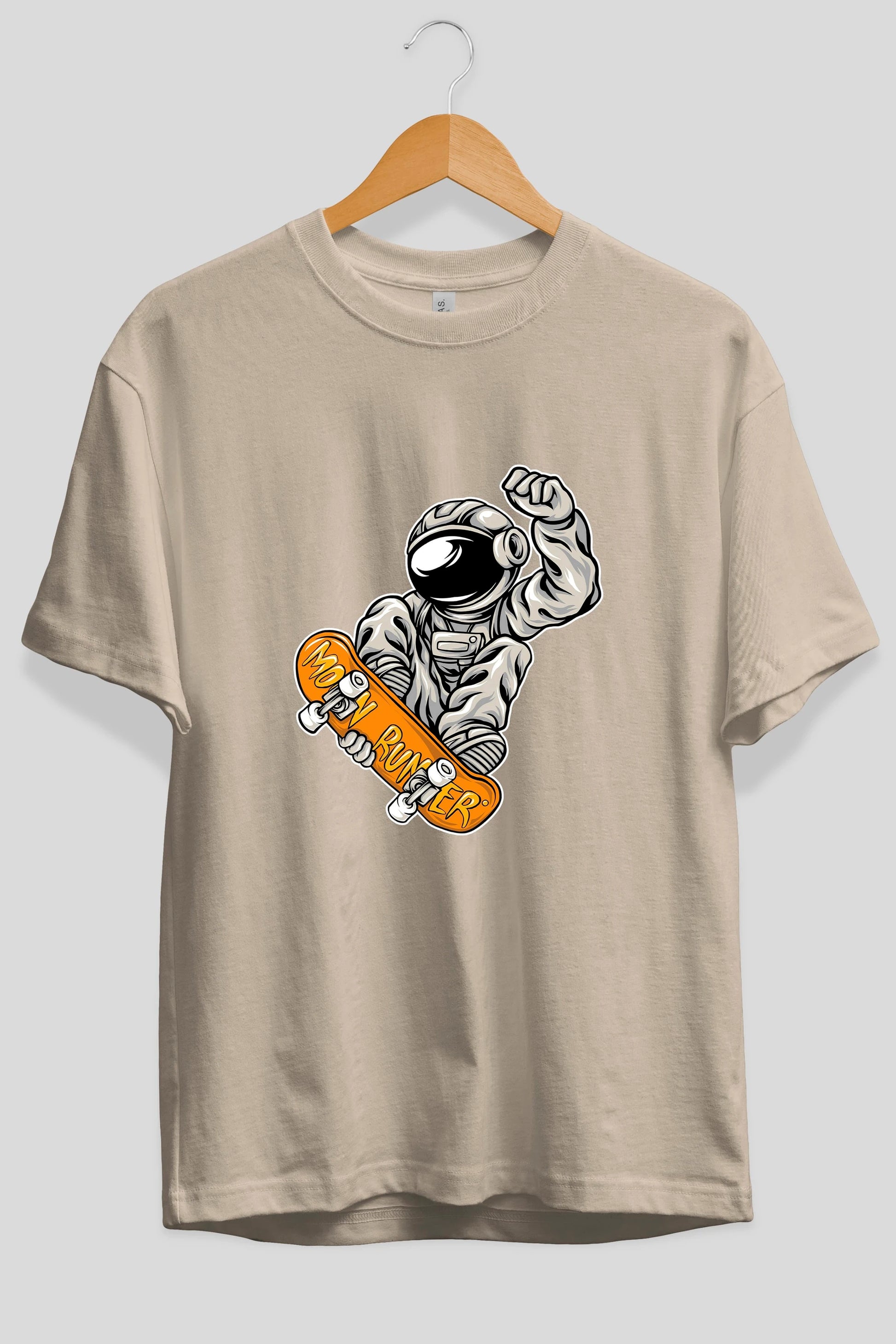 Moon Runner Ön Baskılı Oversize t-shirt Erkek Kadın Unisex