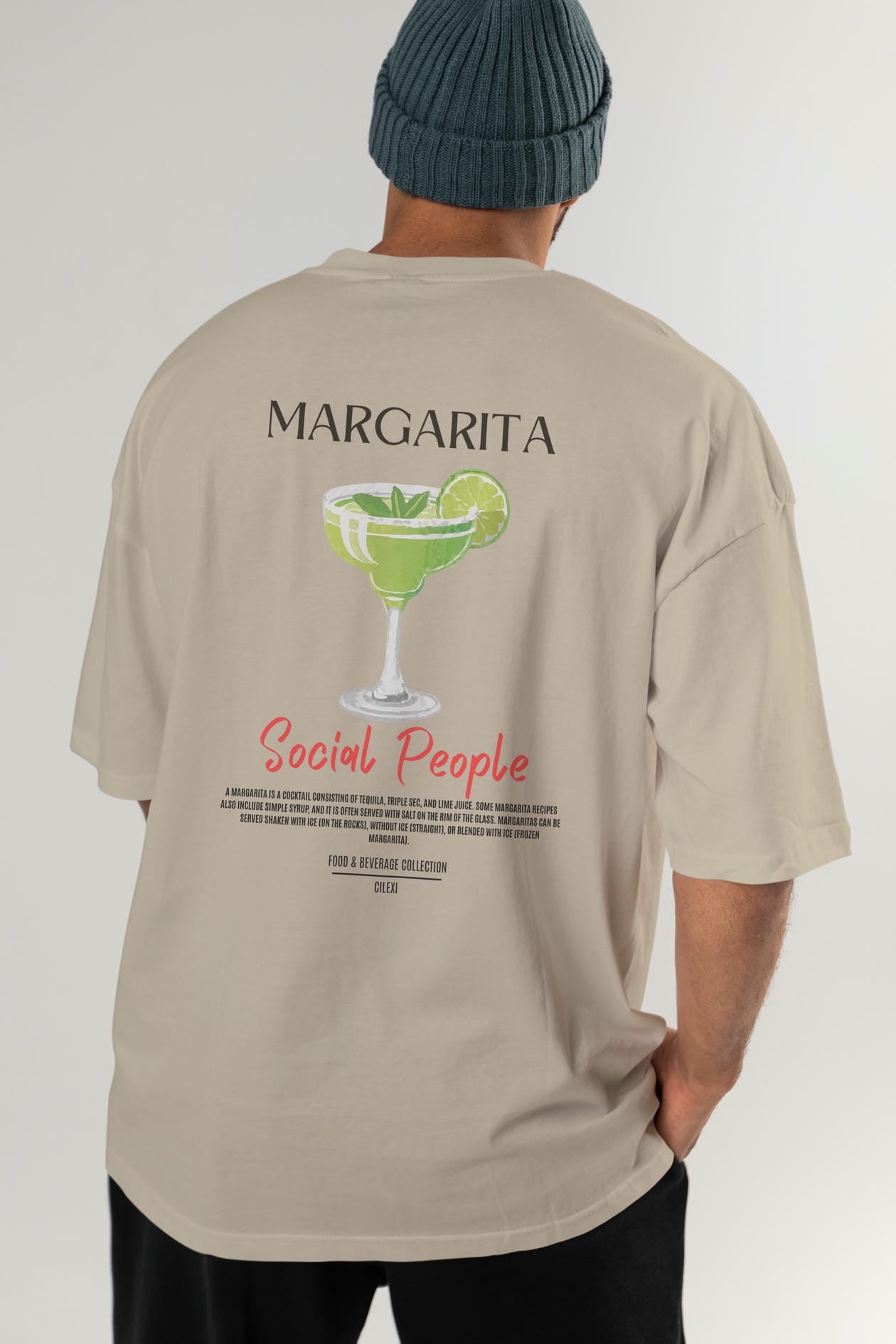 Margarita Kokteyl Serisi Baskılı Oversize t-shirt Erkek Kadın Unisex %100 Pamuk Bisiklet Yaka tişort
