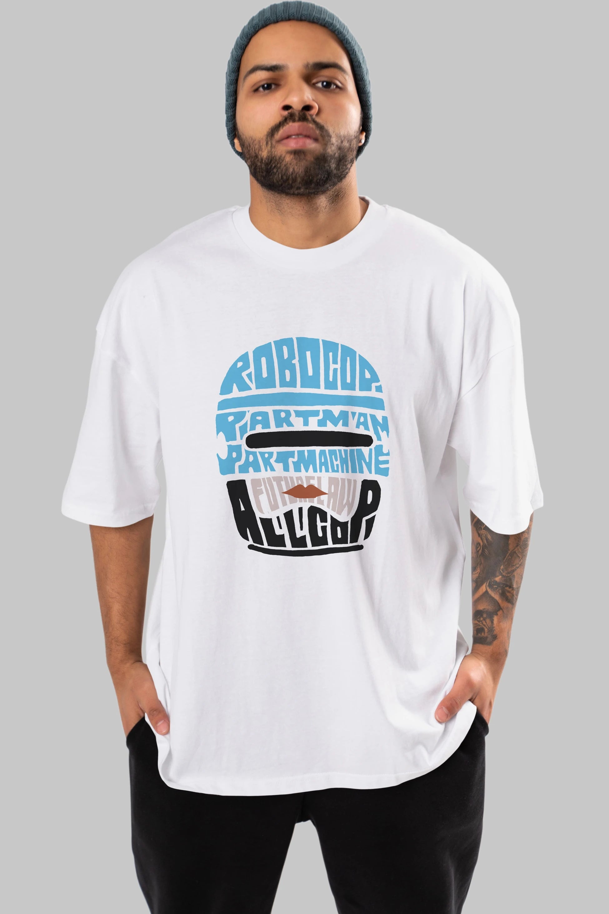 Robocop Ön Baskılı Oversize t-shirt %100 pamuk Erkek Kadın Unisex
