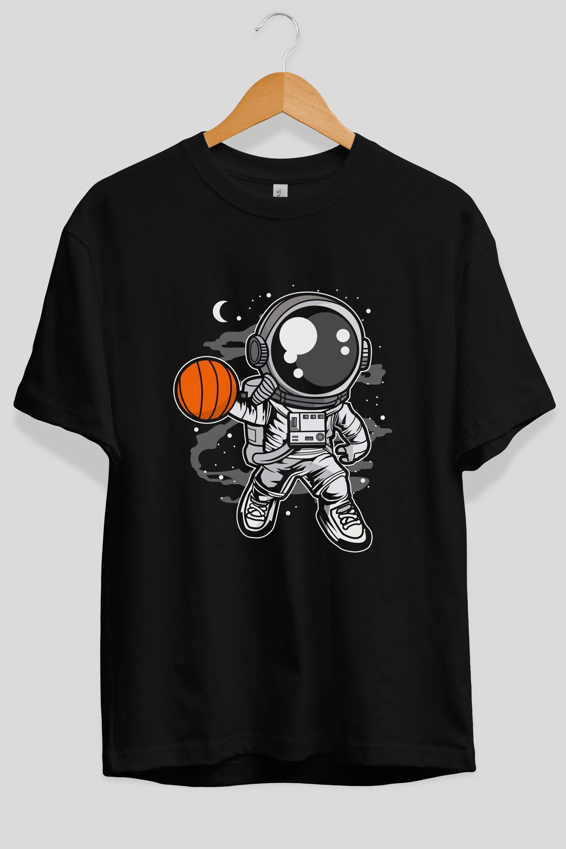 Astronaut Basketball Ön Baskılı Oversize t-shirt Erkek Kadın Unisex