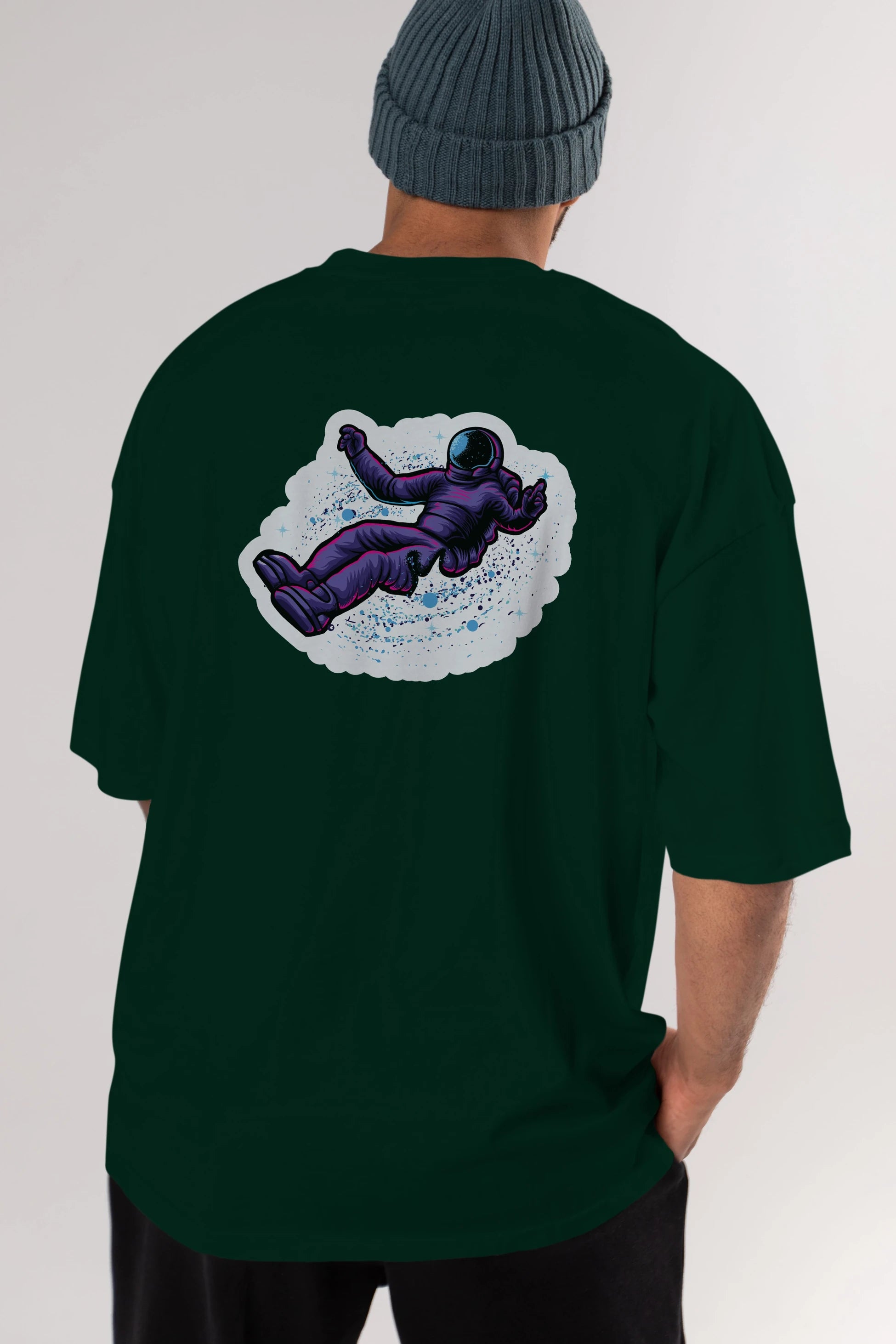 Having fun in outer space sticker Arka Baskılı Oversize t-shirt Erkek Kadın Unisex