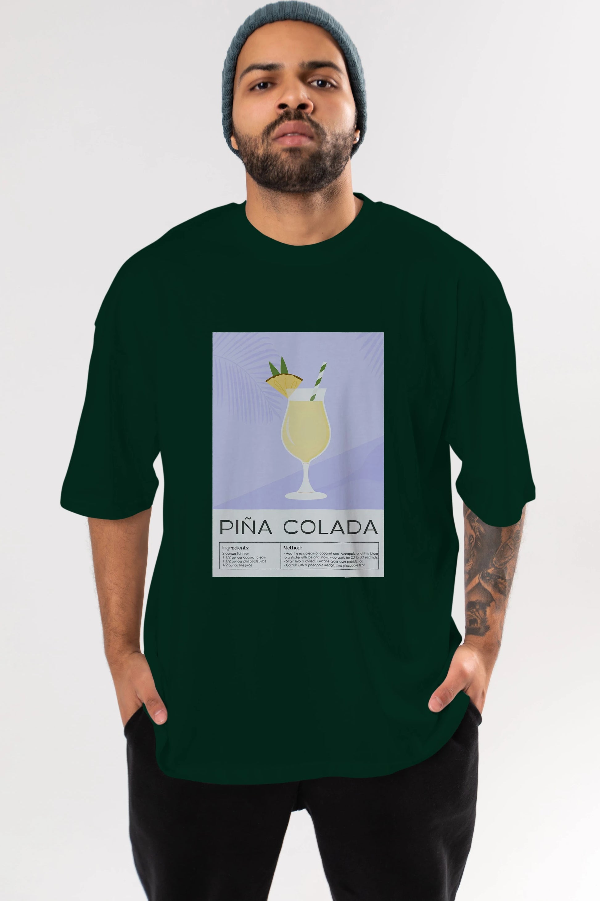 PIna Colada 6 Ön Baskılı Oversize t-shirt Erkek Kadın Unisex %100 Pamuk Bisiklet Yaka tişort