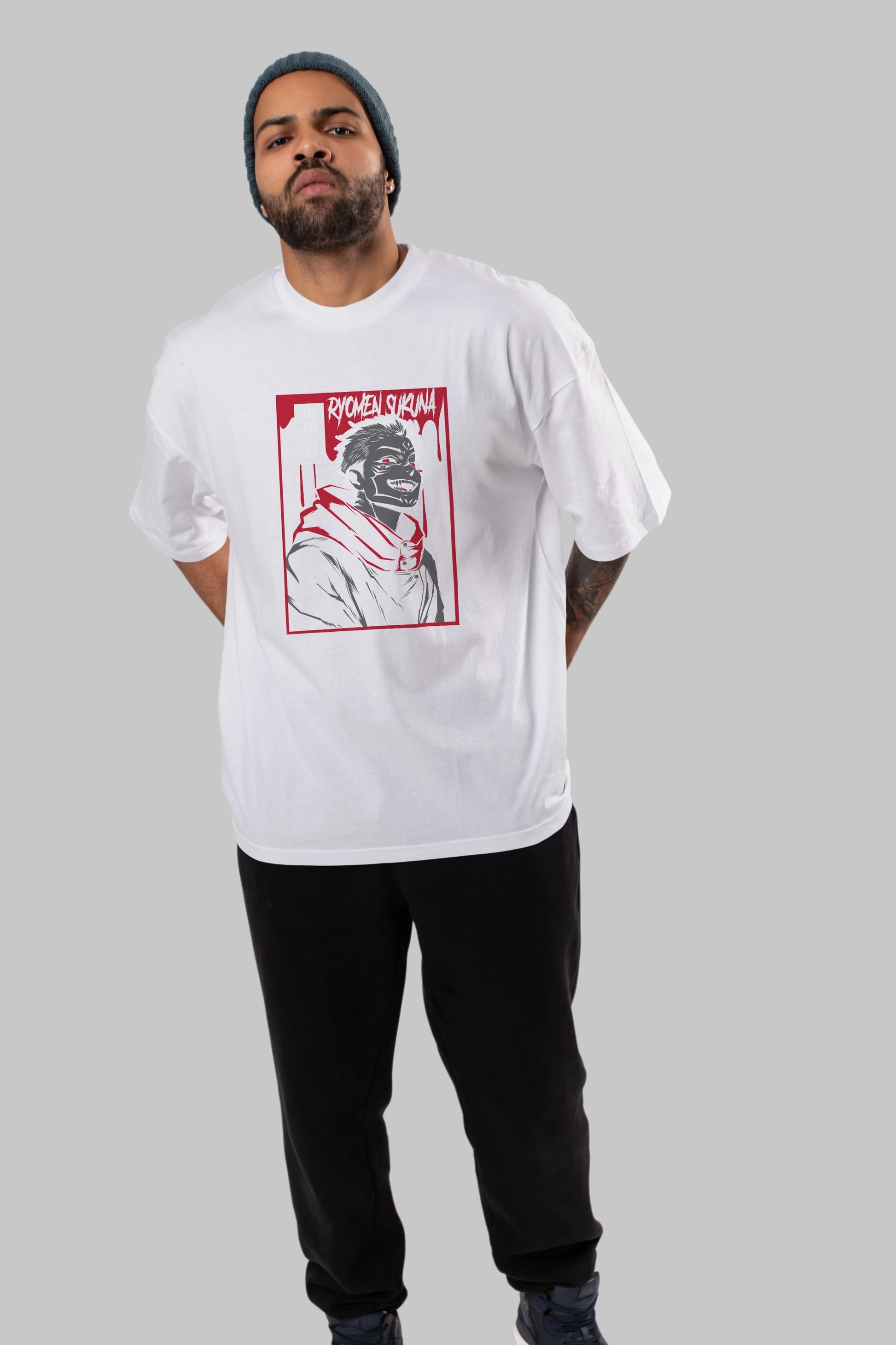 SUKUNA Anime Ön Baskılı Oversize t-shirt %100 pamuk Erkek Kadın Unisex
