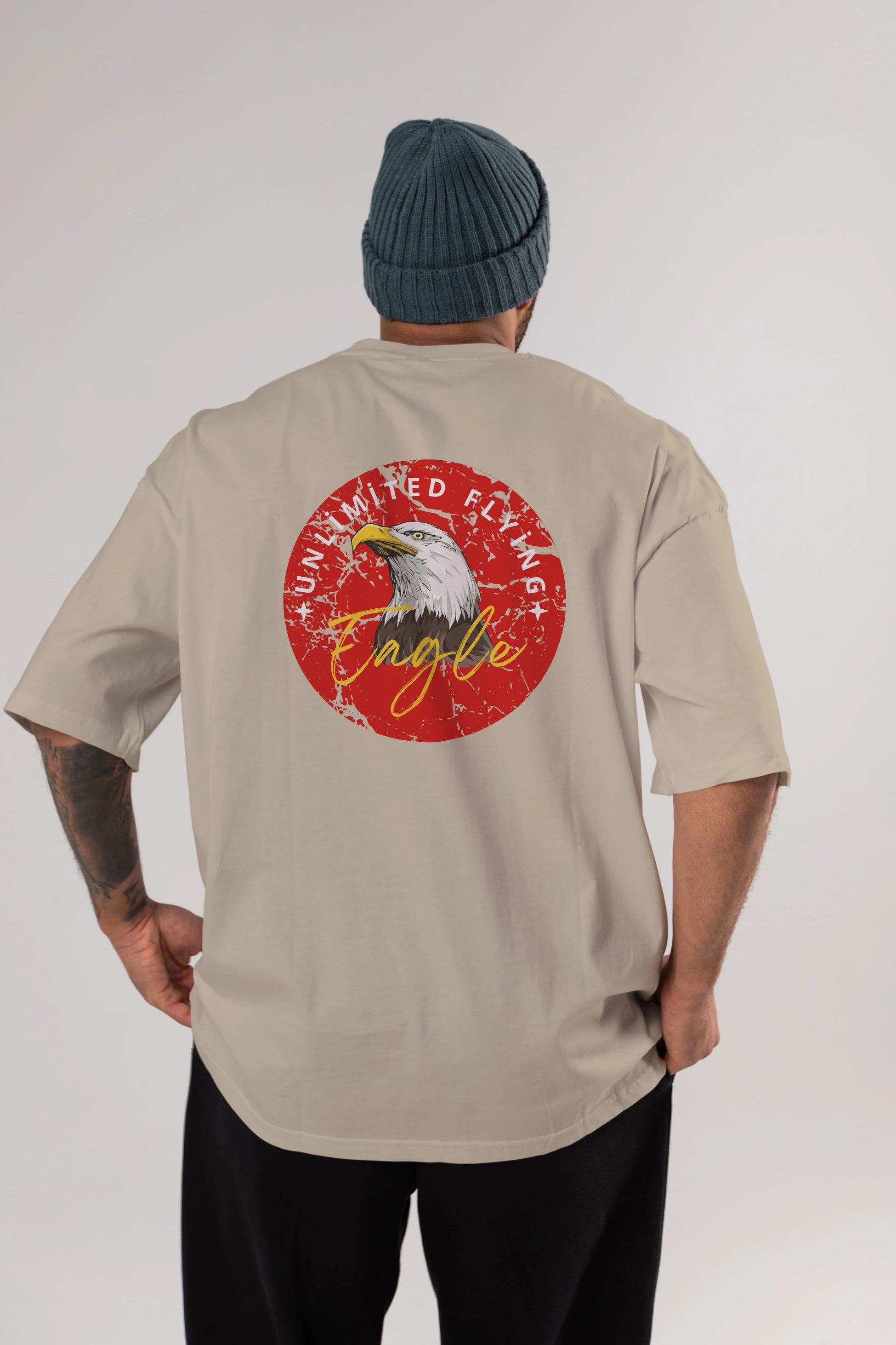 Unlimited Flying Yazılı Arka Baskılı Oversize t-shirt Erkek Kadın Unisex