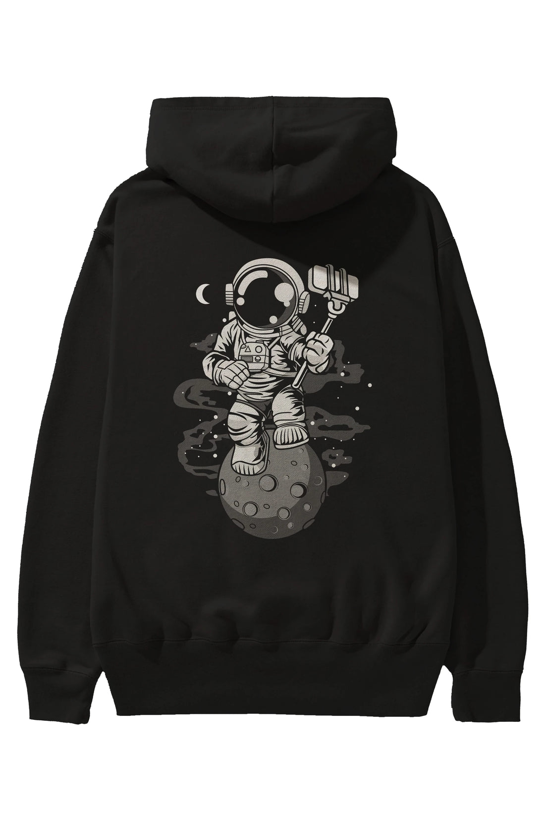 Astronaut Selfie Arka Baskılı Hoodie Oversize Kapüşonlu Sweatshirt Erkek Kadın Unisex