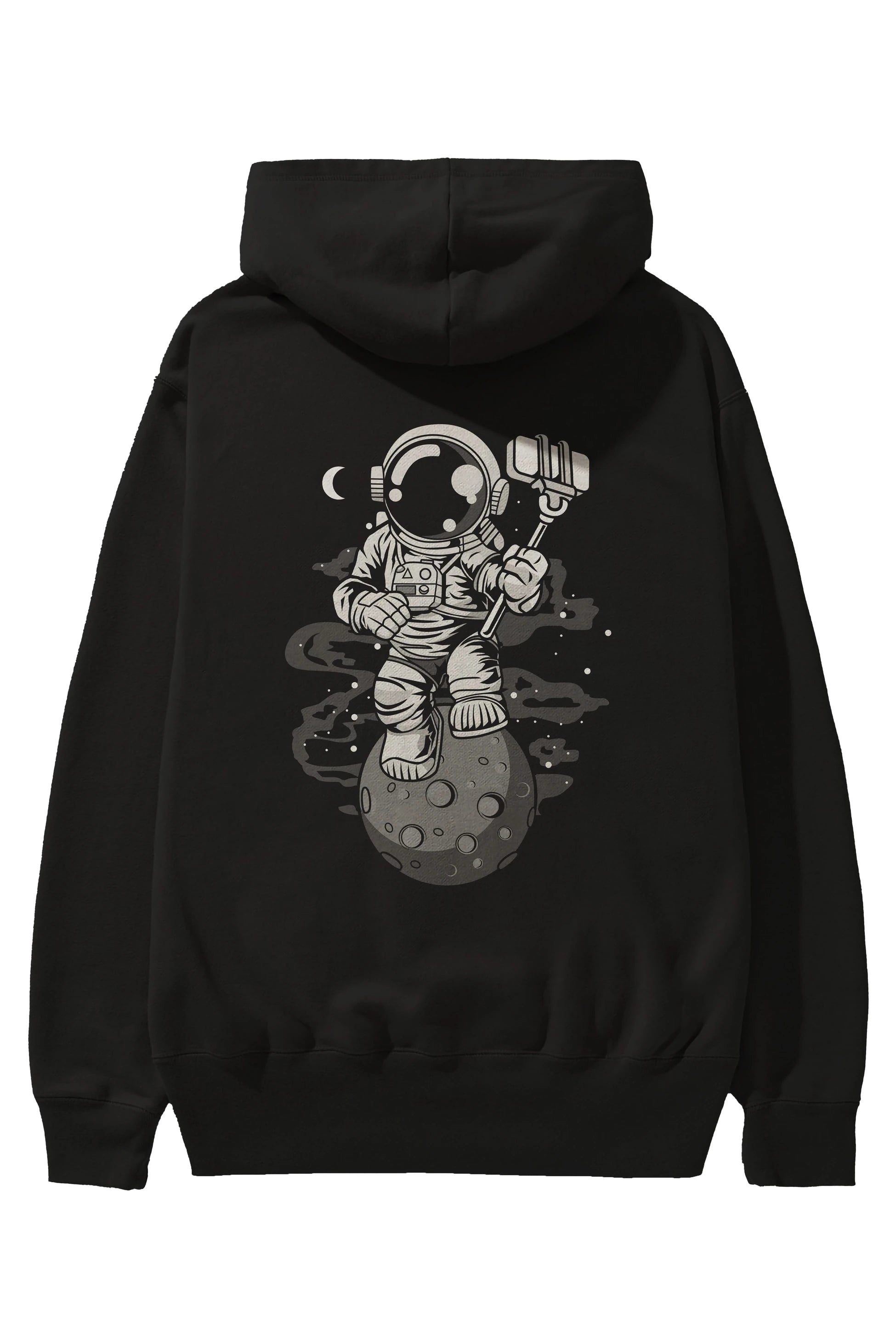 Astronaut Selfie Arka Baskılı Hoodie Oversize Kapüşonlu Sweatshirt Erkek Kadın Unisex